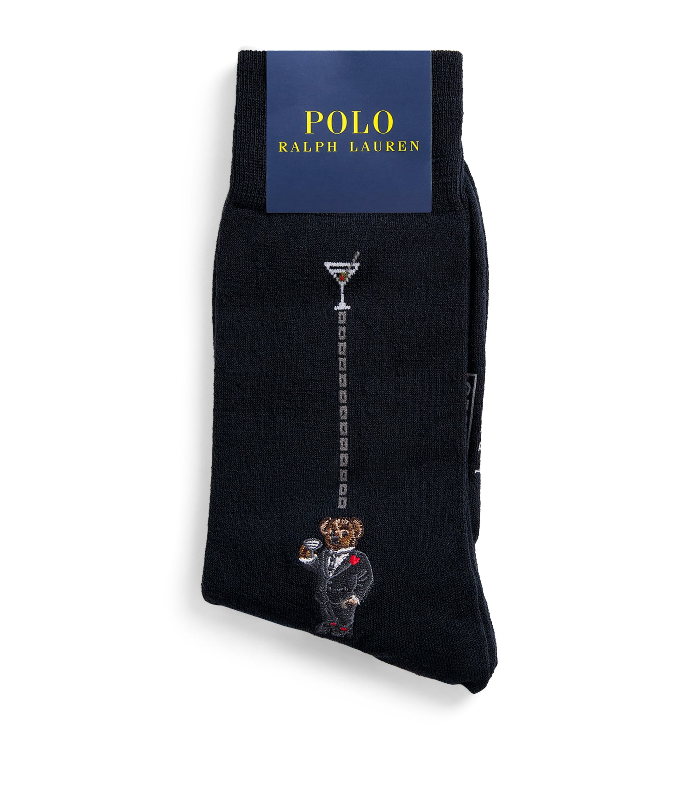 Polo Ralph Lauren Mens Wool-Blend Polo Bear Socks Black