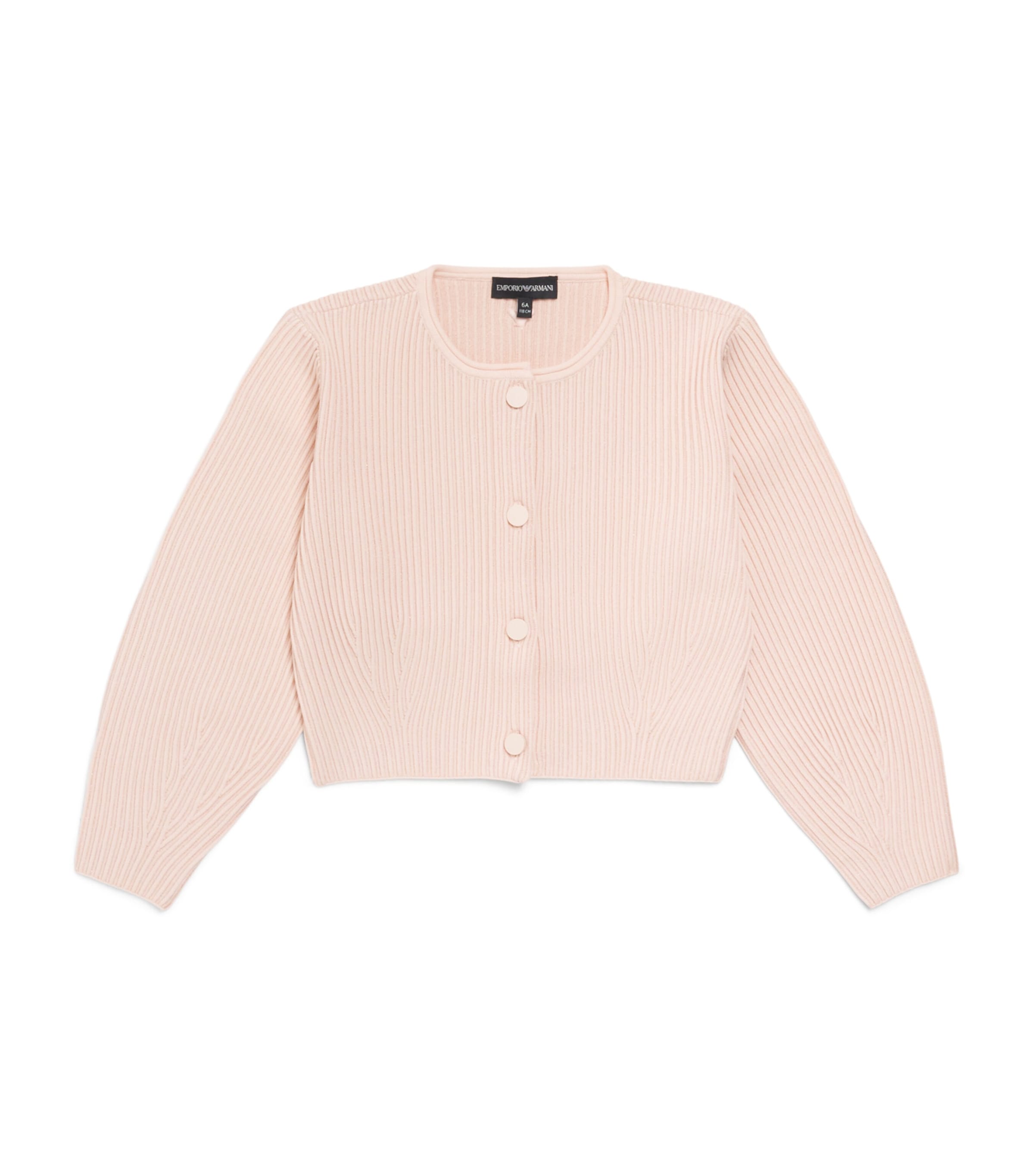 Emporio Armani Kids Technical Rib-Knit Cardigan (4-12 Years) Rose Dust