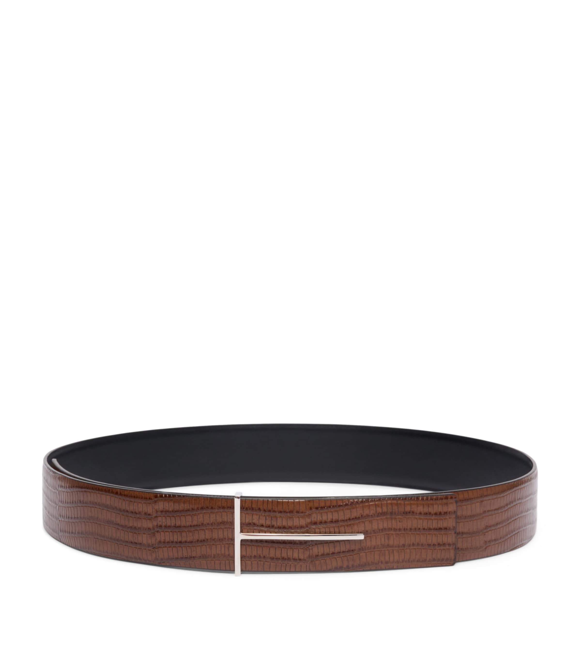 TOM FORD Calfskin Scale-Effect T Belt Ebn