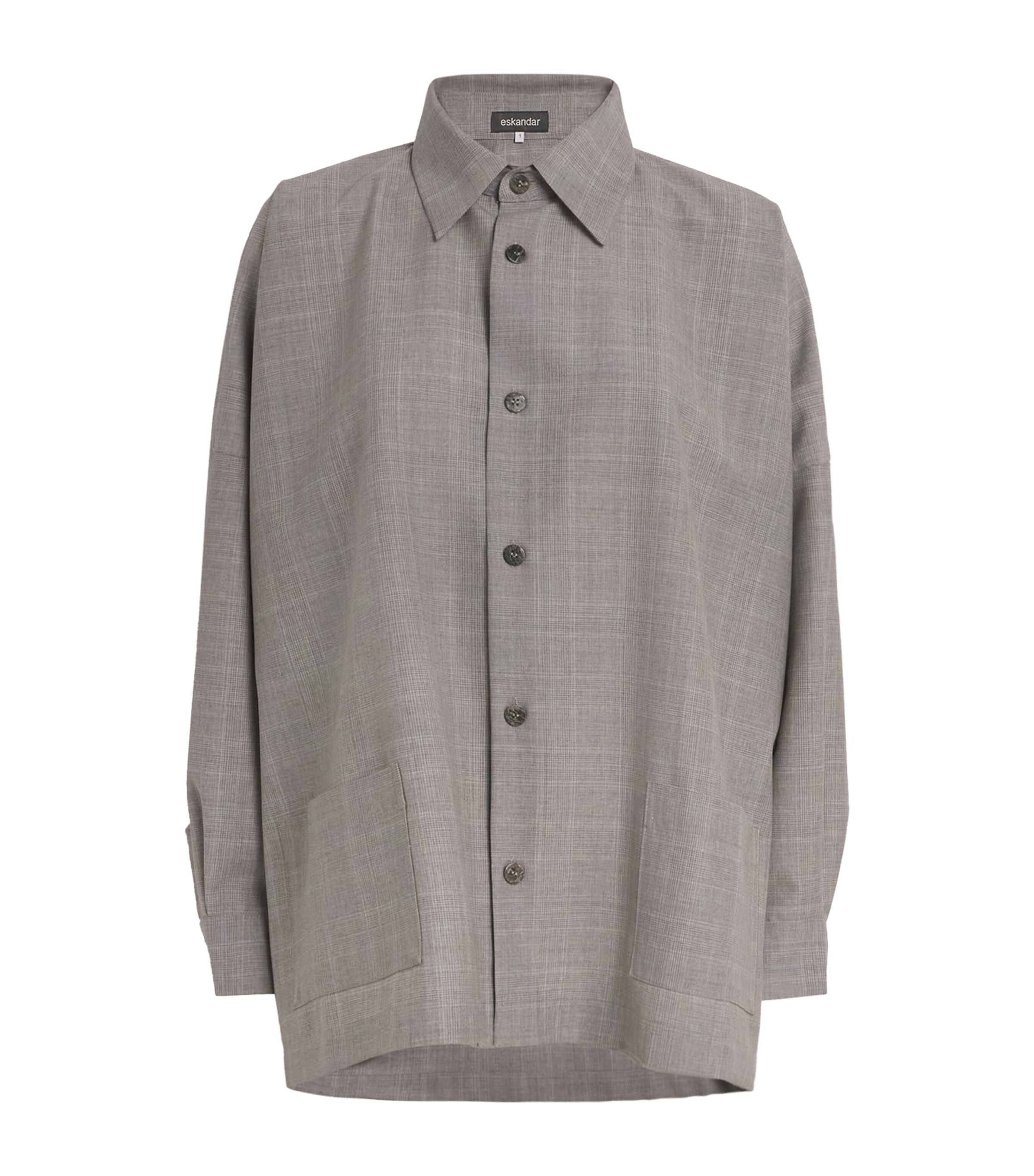 Virgin Wool Wide A-Line Shirt Jacket