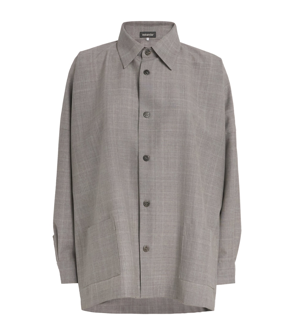 Virgin Wool Wide A-Line Shirt Jacket