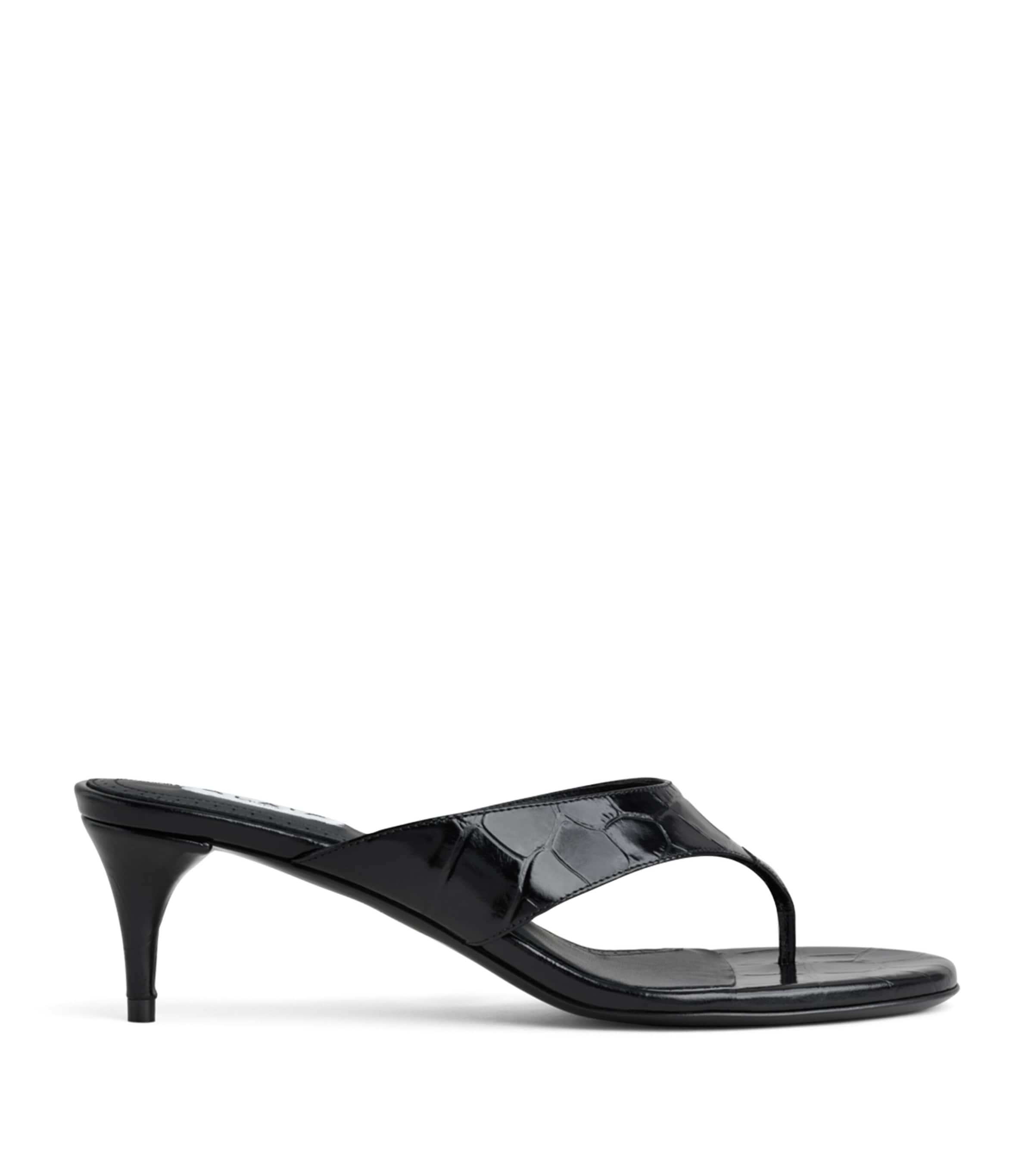 Alaïa Croc-Embossed Leather Thong Mules 55 Black