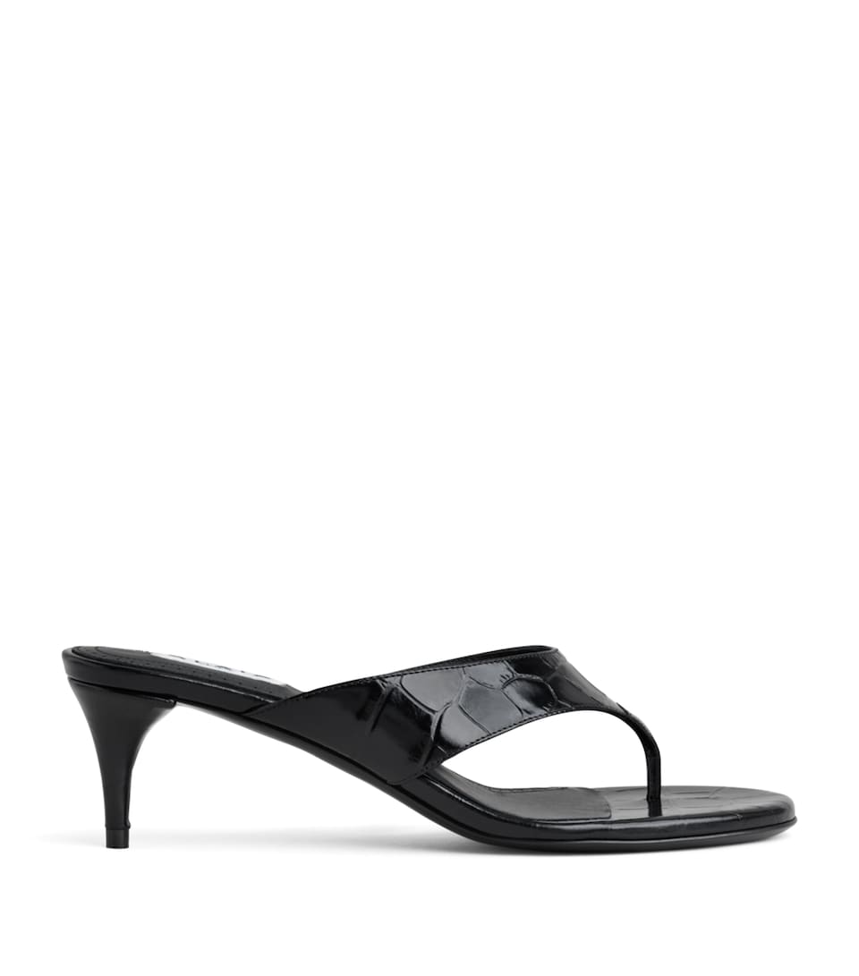 Alaïa Croc-Embossed Leather Thong Mules 55 Black