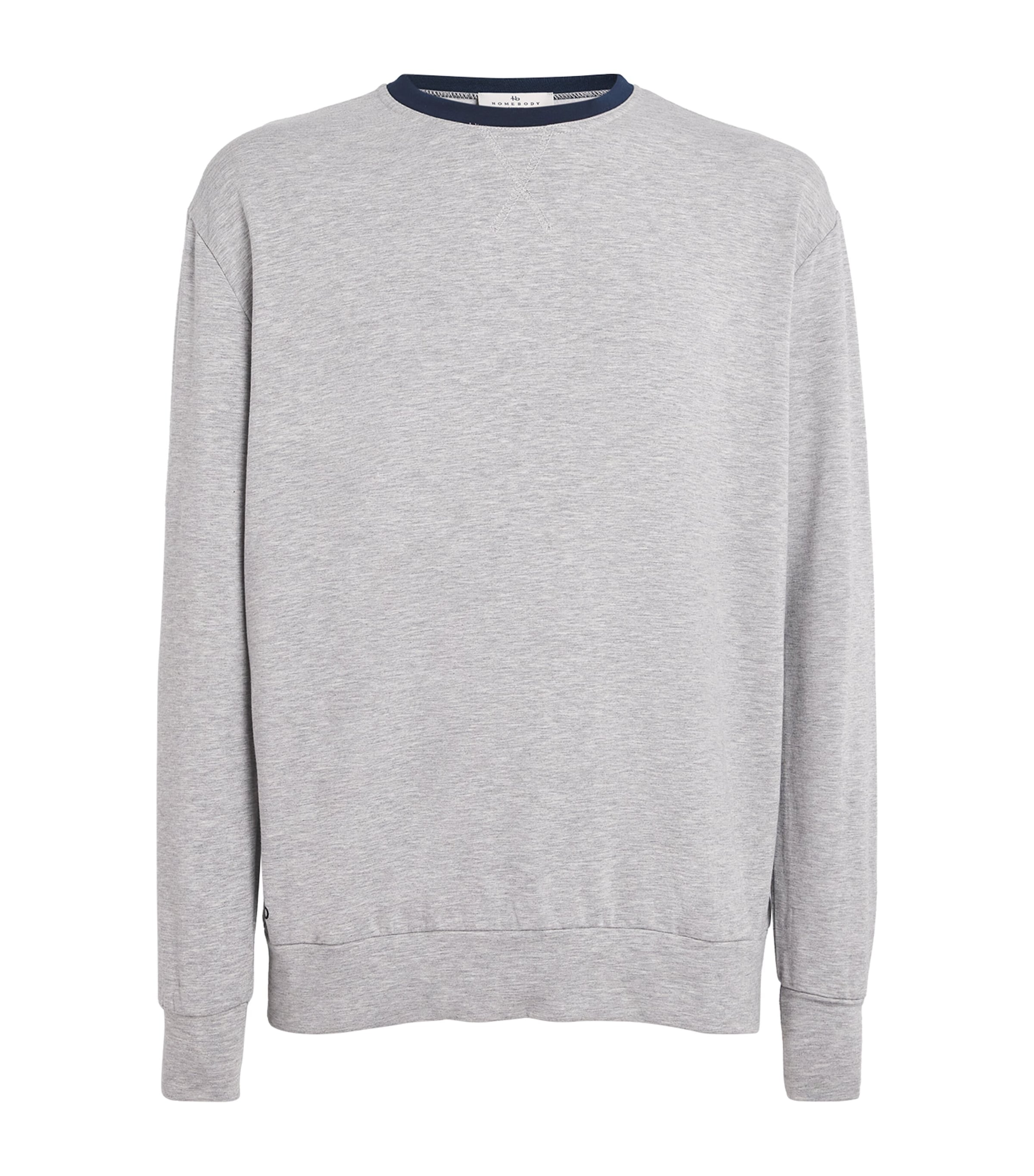 Homebody Mens Jersey Snuggle Cruise Sweatshirt Light Grey/navy