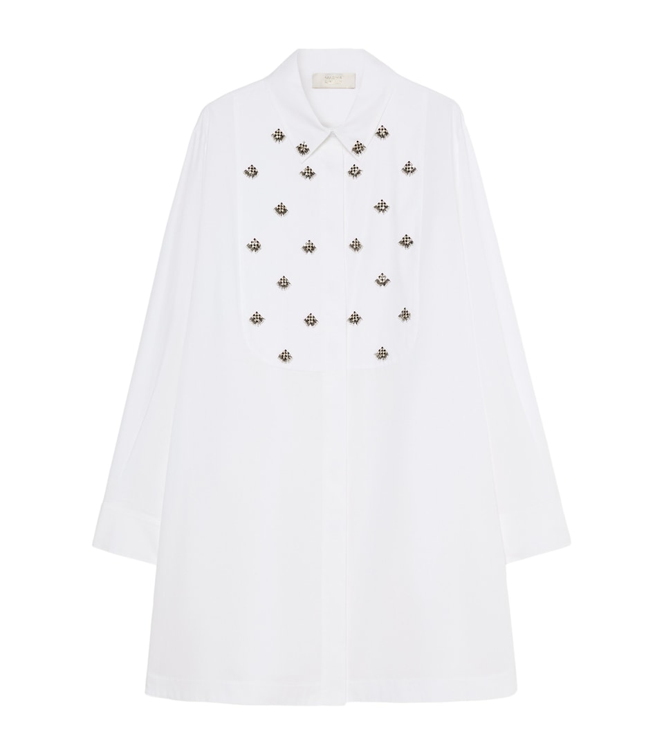Marina Rinaldi Womens Embellished Longline Shirt Optical White