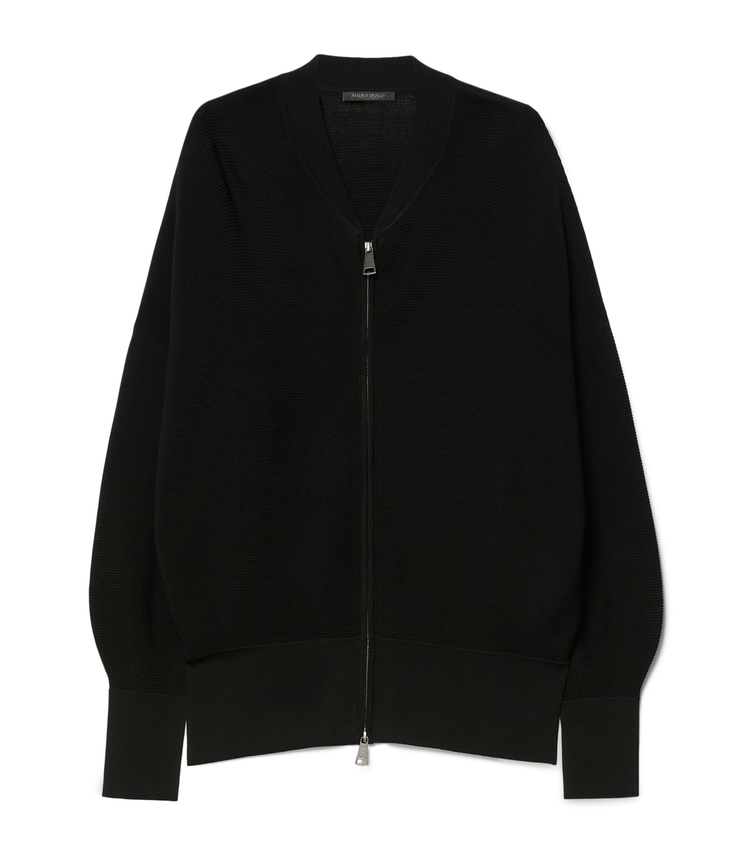 Marina Rinaldi Womens Zip-Up Cardigan Black