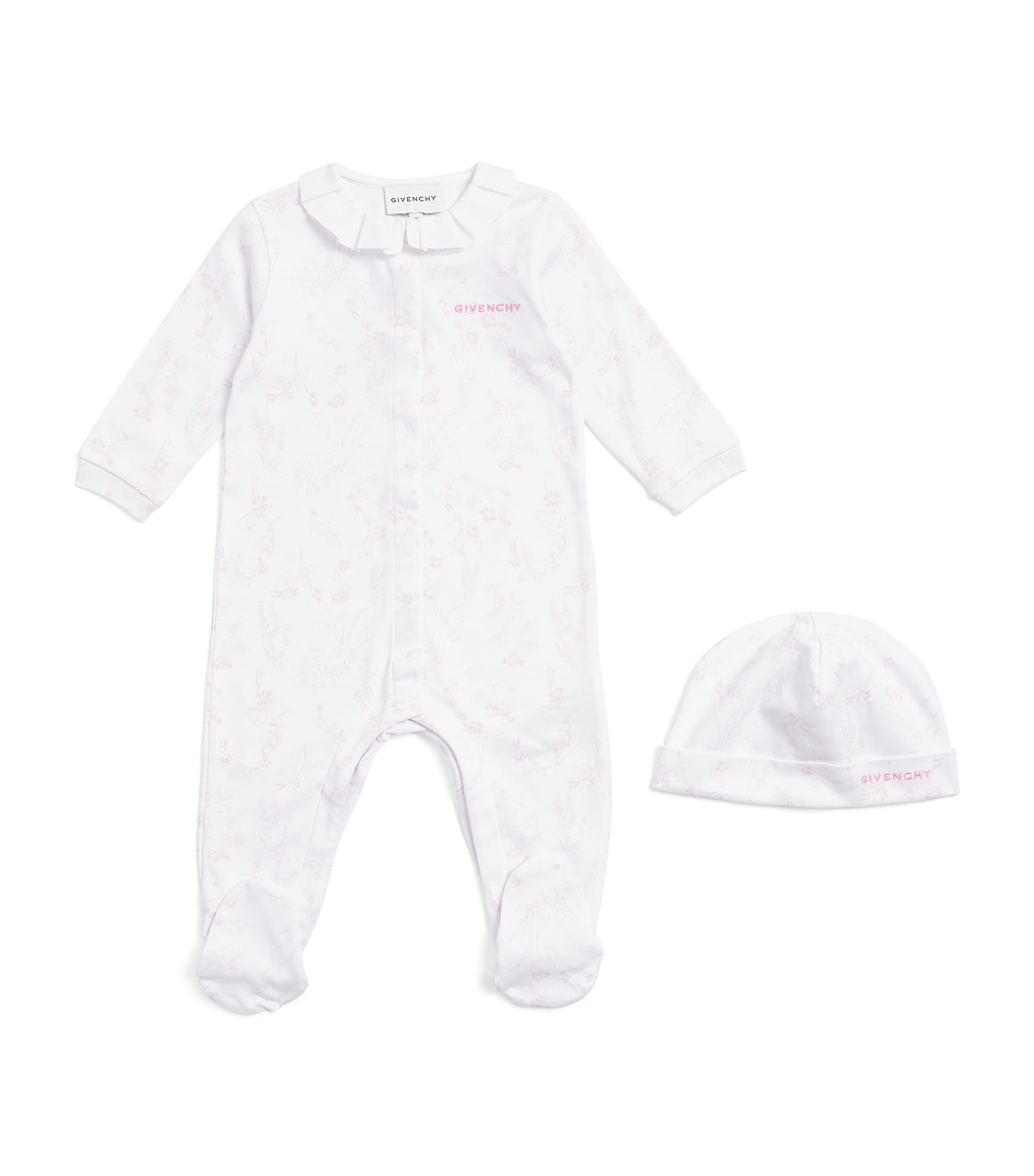 Givenchy Kids Organic Cotton All-In-One and Hat Set (6-18 Months) Pink