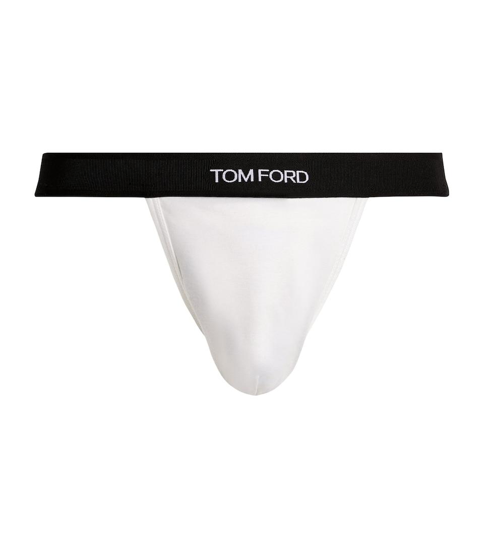 TOM FORD Mens Logo Jock Strap White