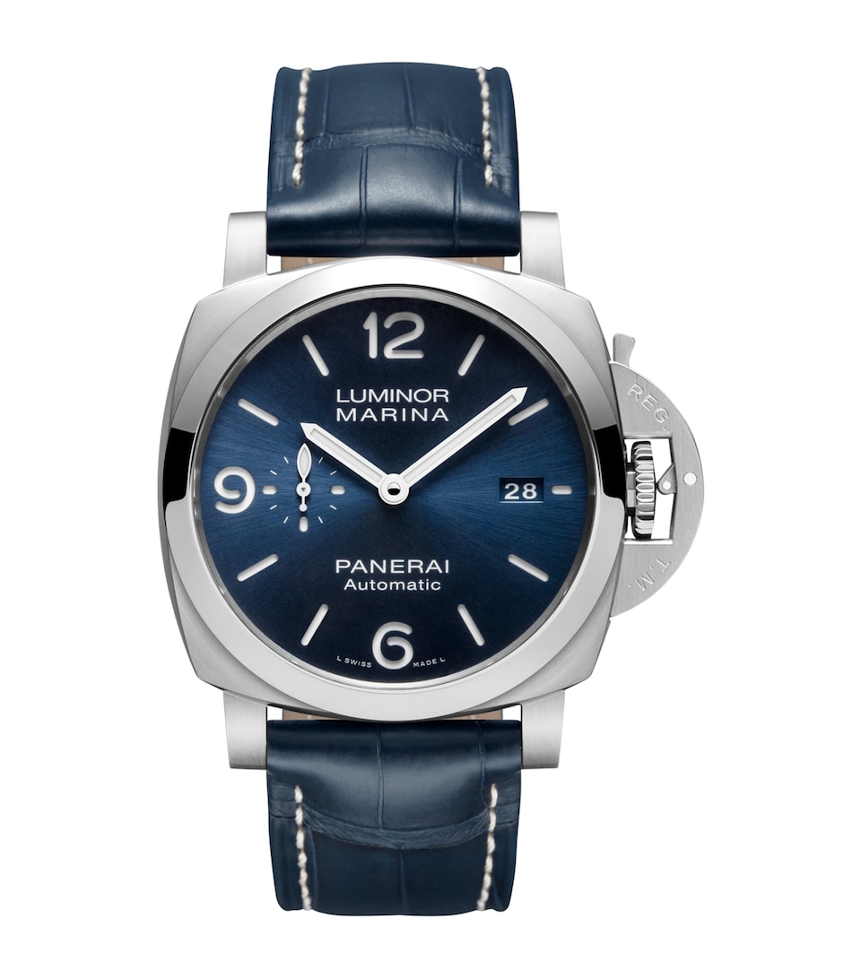 Panerai Stainless Steel Luminor Marina Watch 44mm Blue