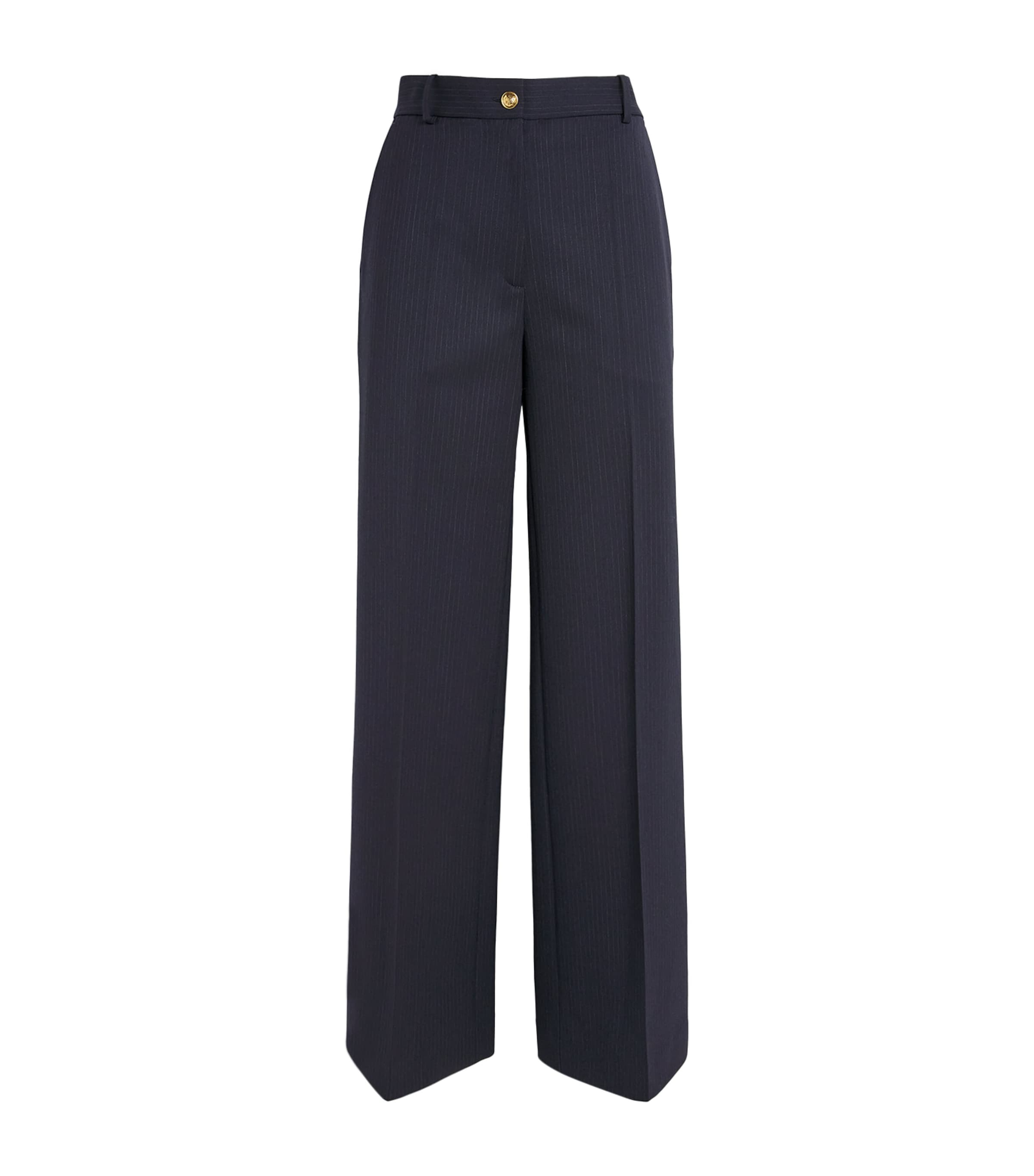 Wool-Blend Straight Leg Trousers
