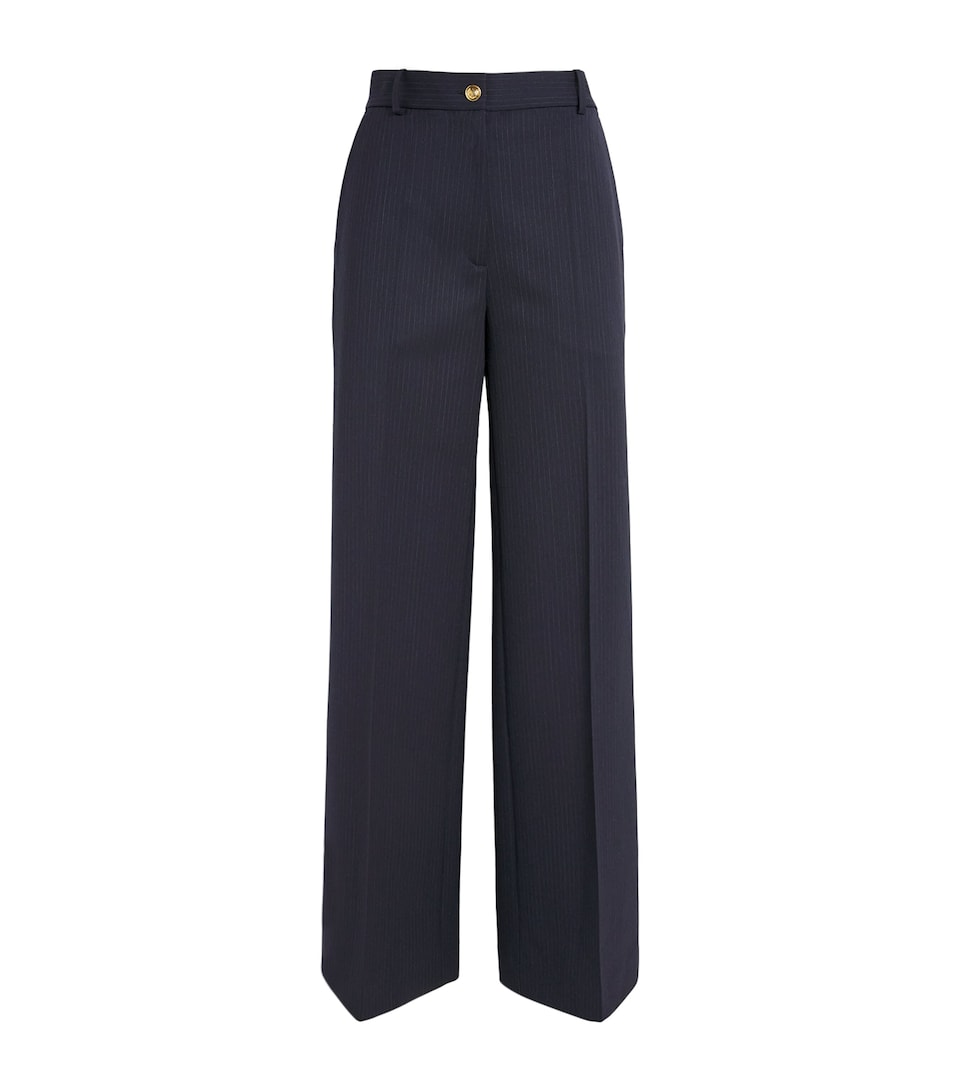 Wool-Blend Straight Leg Trousers