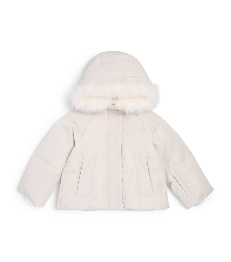 Yves Salomon Enfant Down Fur-Trim Ski Jacket (4-14 Years) Blanc