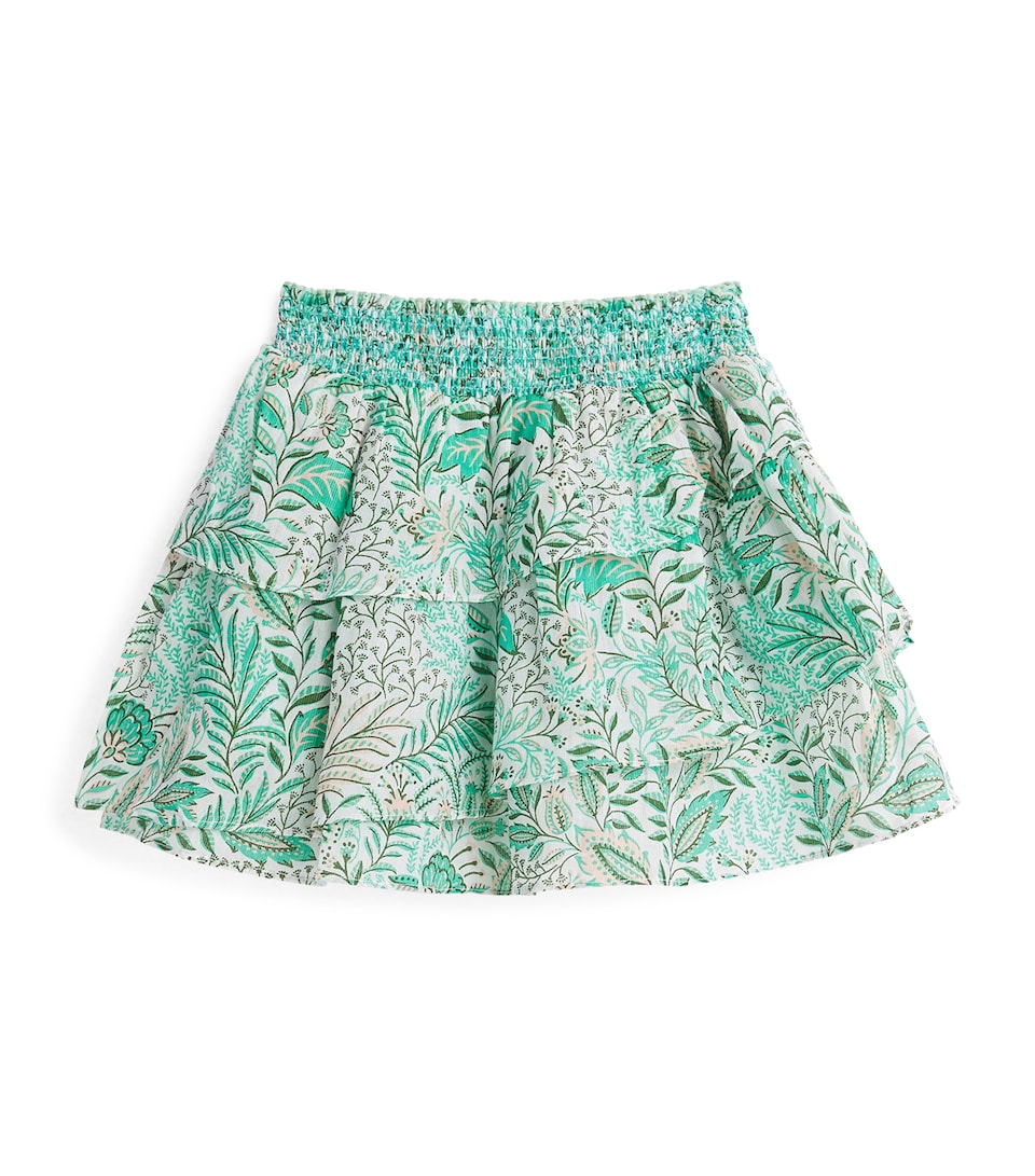Poupette St Barth Kids Cotton-Blend Tiered Mini Skirt (4-12 Years) Green Palmarosa