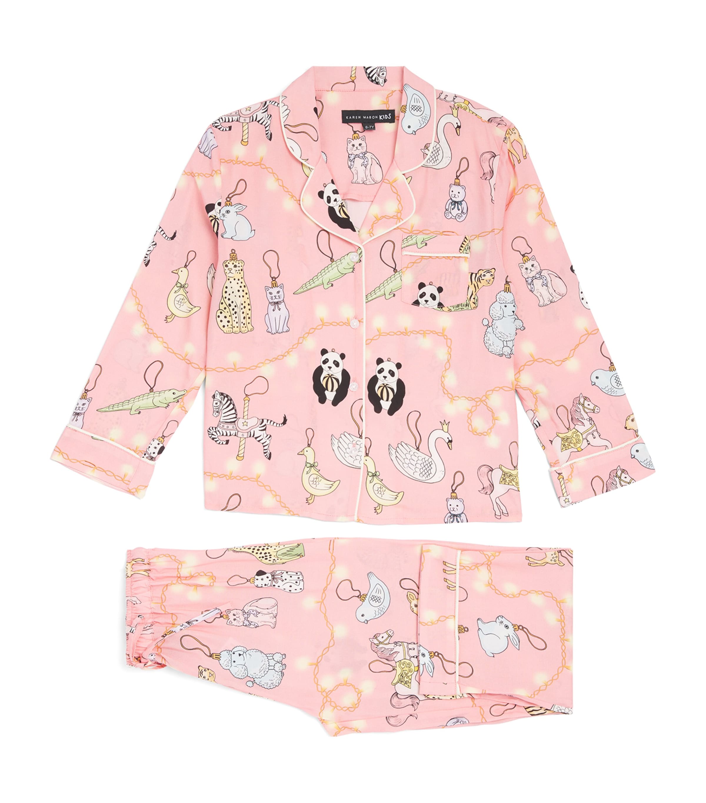 KAREN MABON KIDS Christmas Lights Animals Pyjama Set (2-13 Years) Pink