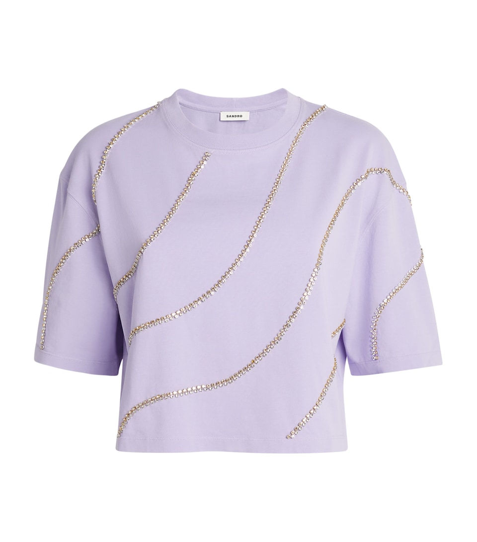 Cotton Embellished Cropped T-Shirt