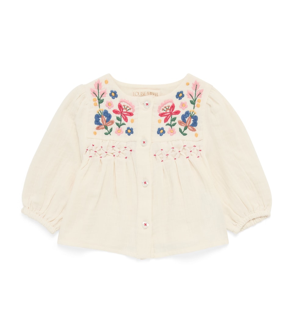 Louise Misha Cotton Embroidered Kirstin Blouse (6-24 Months) Cream