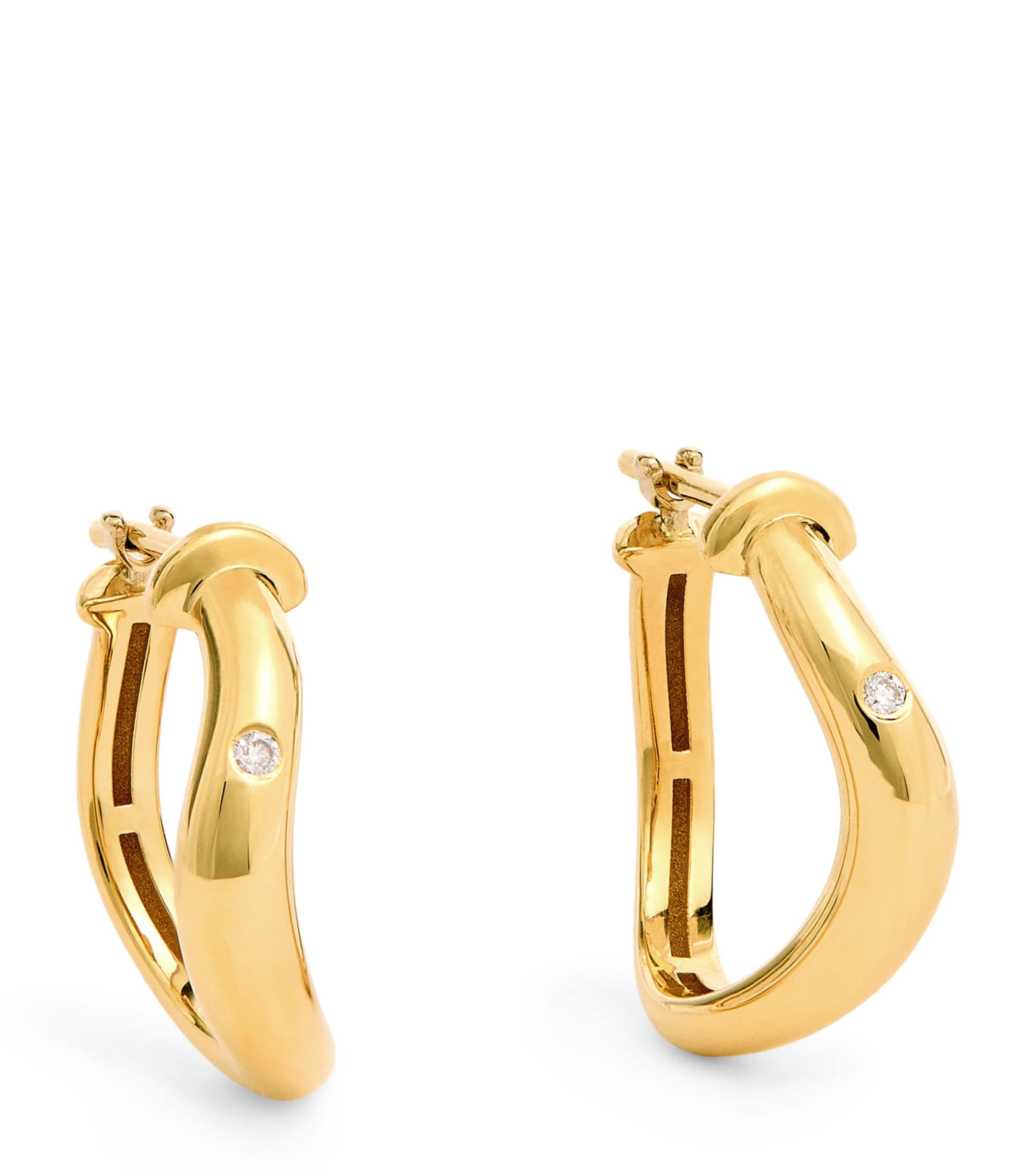 Yellow Gold and Diamond N*93 Hoop Earrings