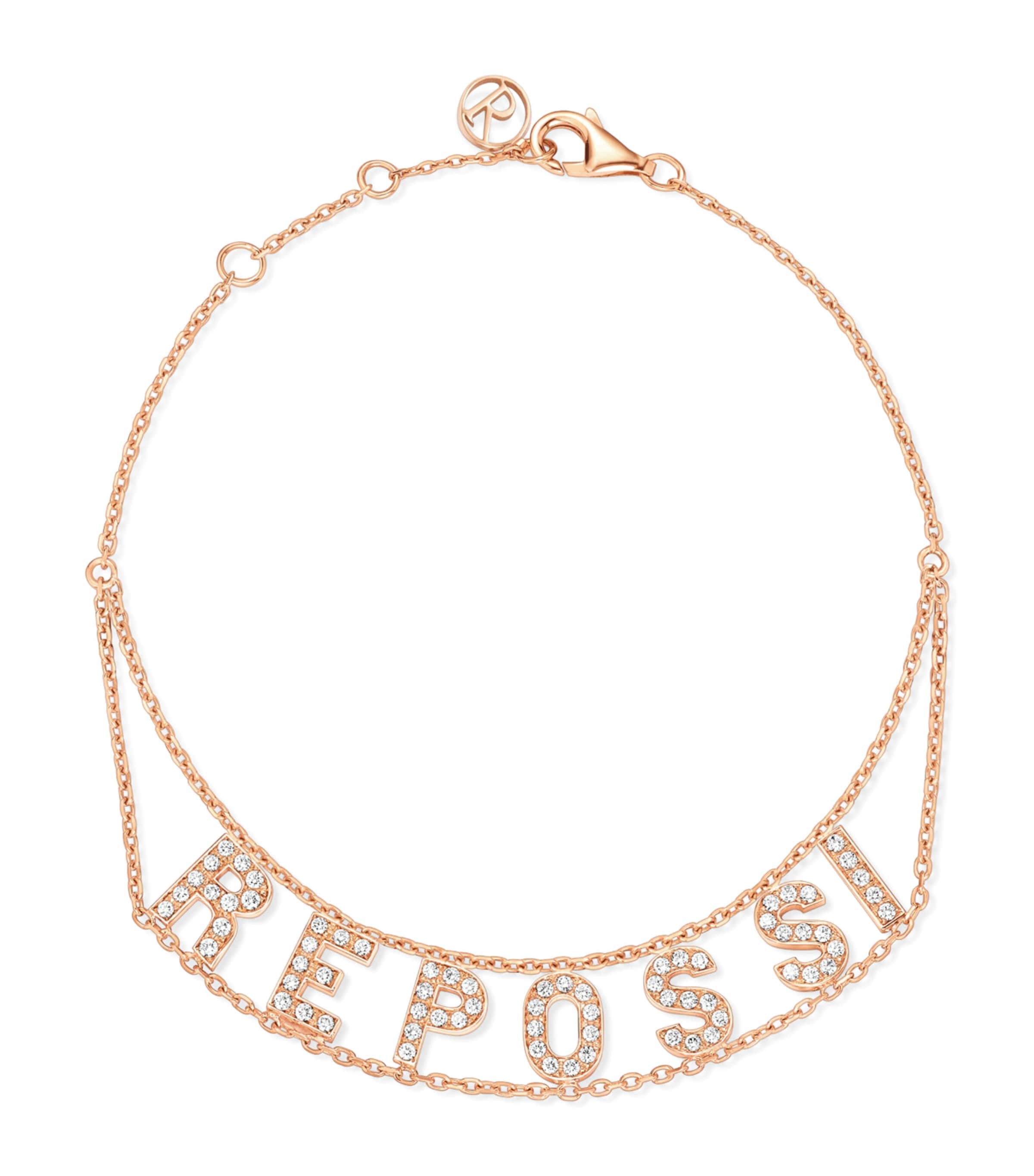 Repossi Rose Gold and Diamond Repossi Chain Bracelet Pink Gold