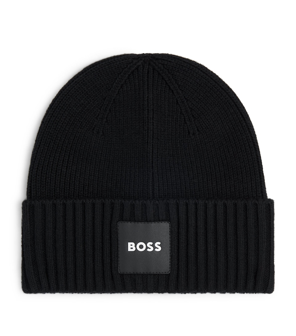 BOSS Kidswear Knitted Logo Beanie Black