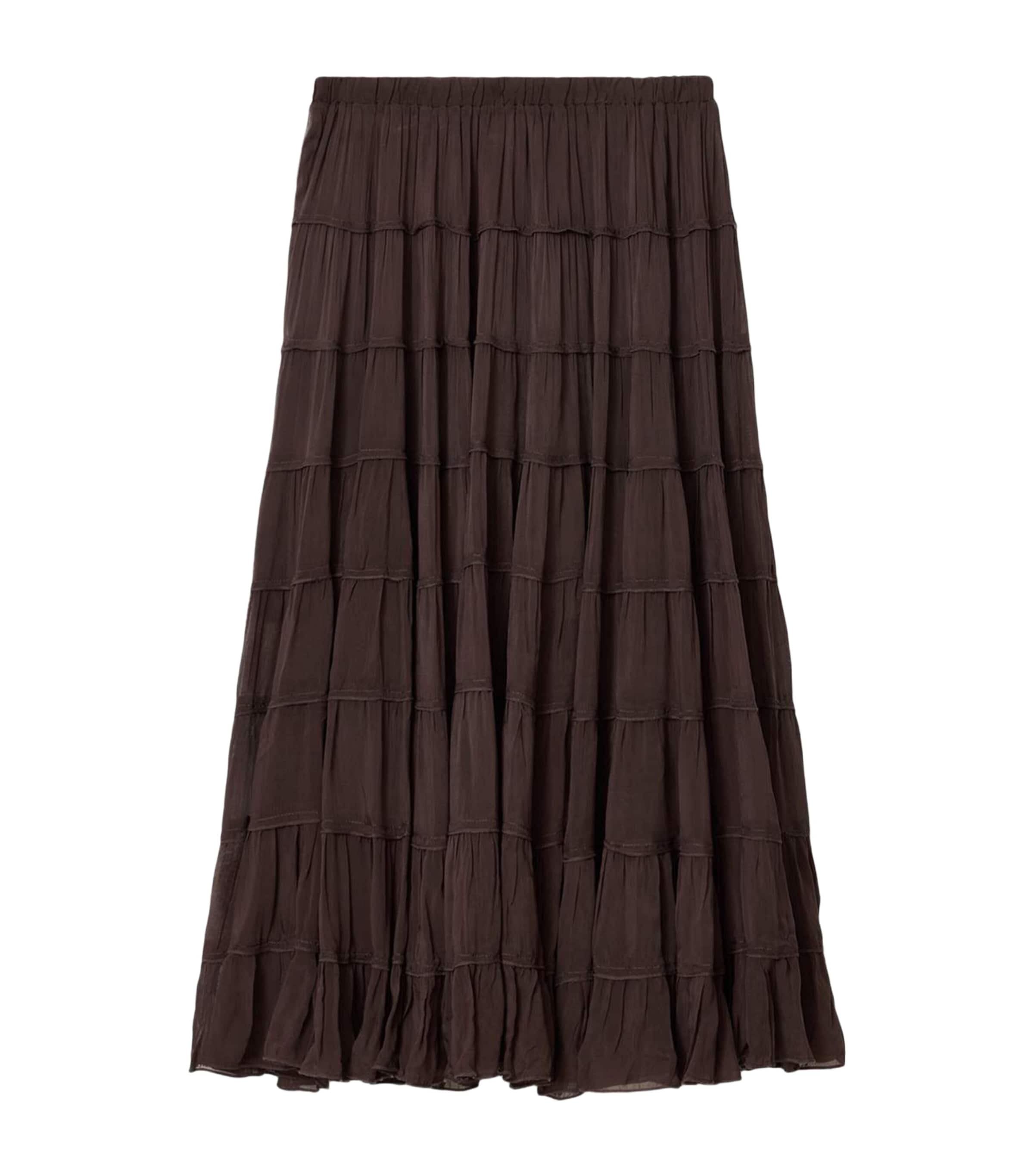 AllSaints Womens Gathered Eva Midi Skirt Bottle Brown