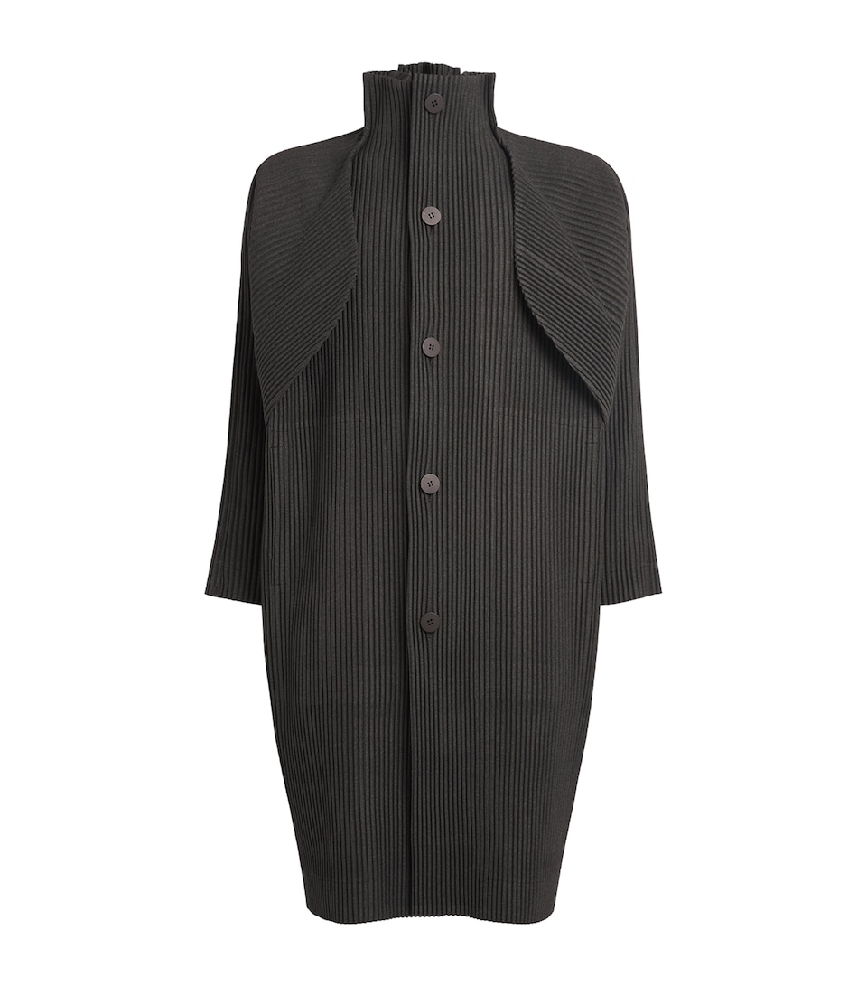 Wool-Effect Pleated Overcoat