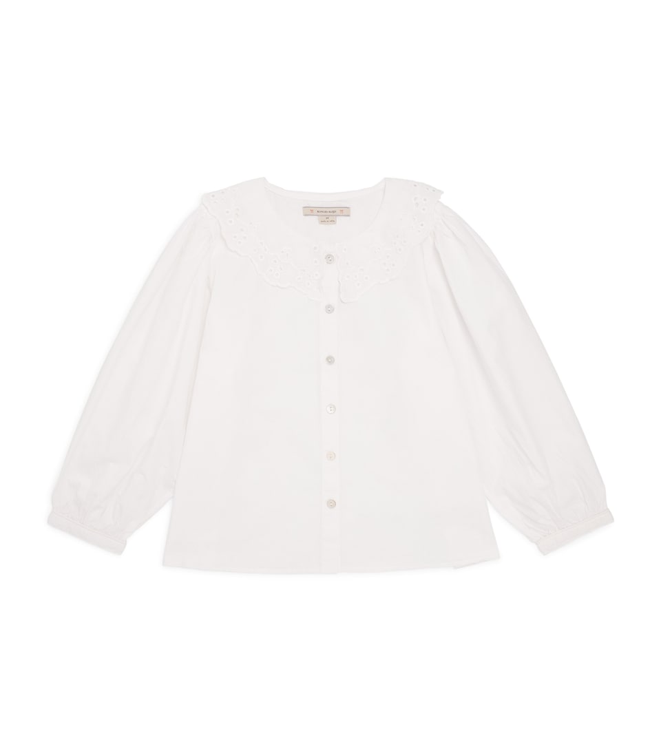 KONGES SLOJD Organic Cotton Broderie Anglaise Rilo Shirt (18 months -10 Years) Optic White