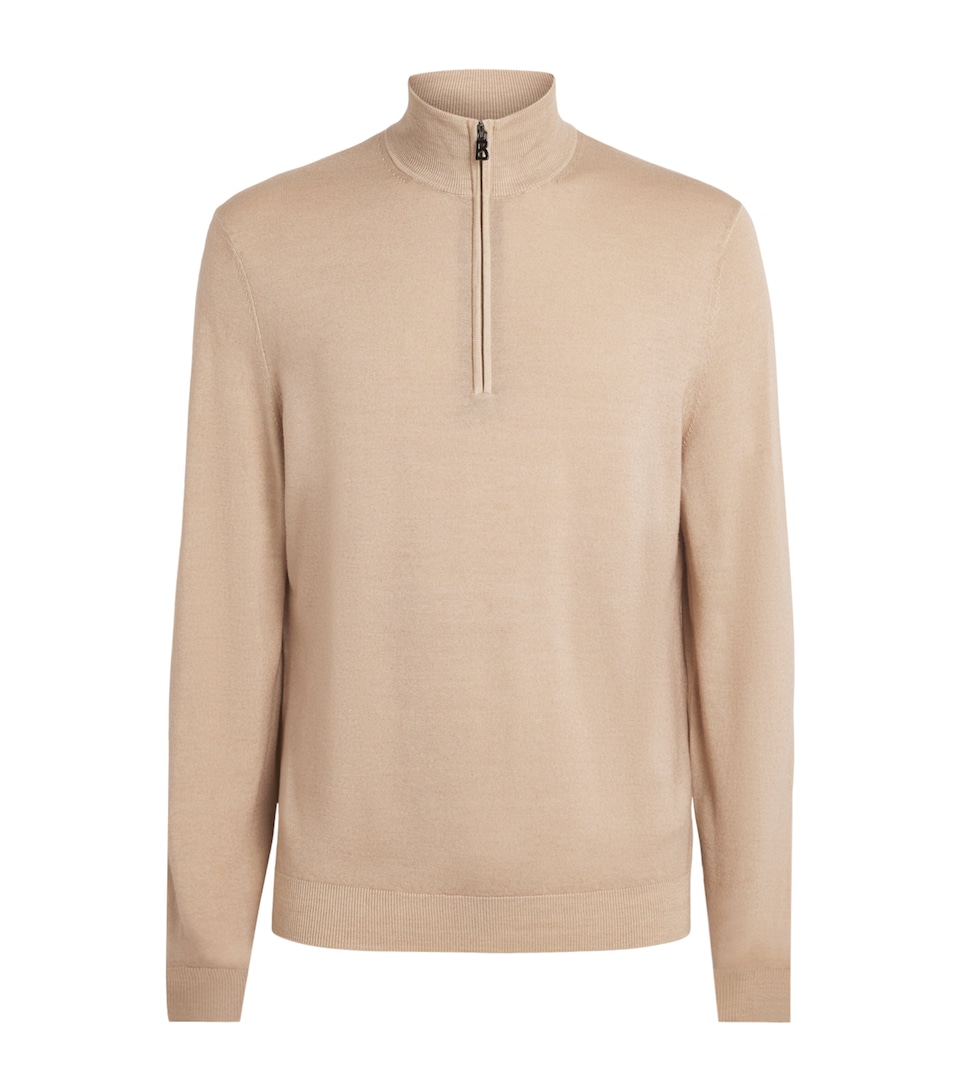 Bogner Mens Virgin Wool Ouri Quarter-Zip Sweater Beige