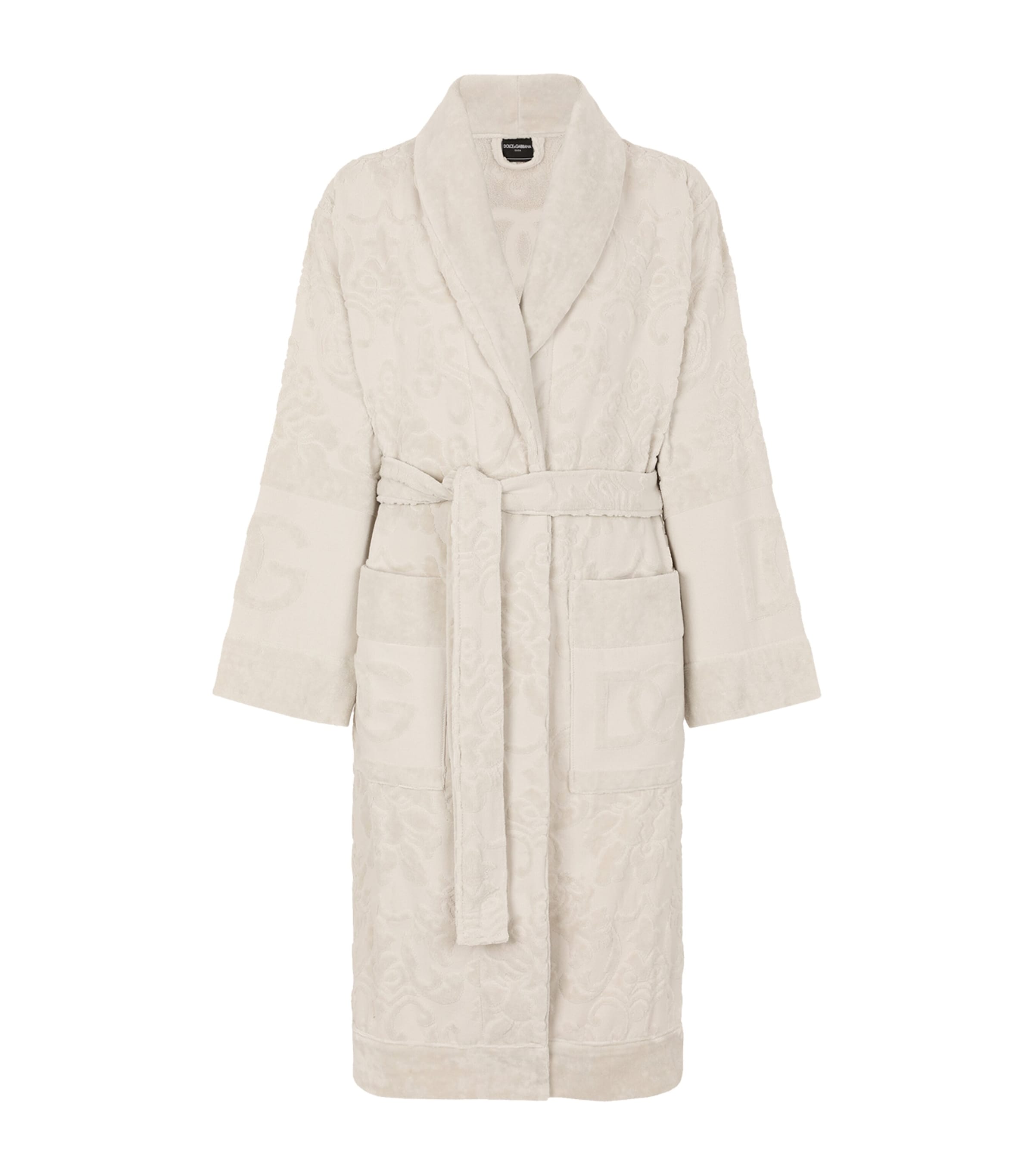Dolce&Gabbana Casa Terry Cotton DG Logo Robe Beige