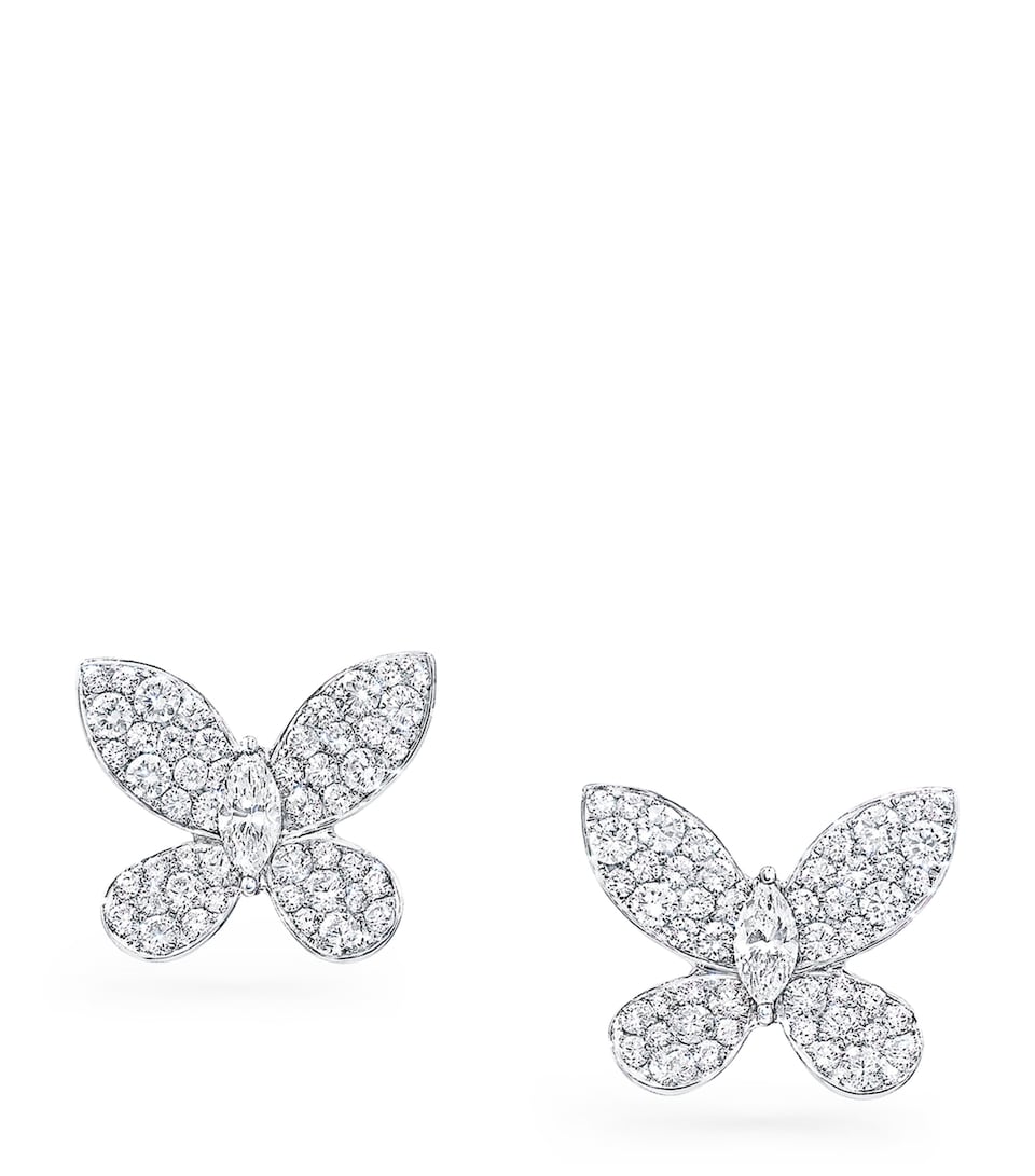 Graff White Gold and Diamond Butterfly Stud Earrings White Gold