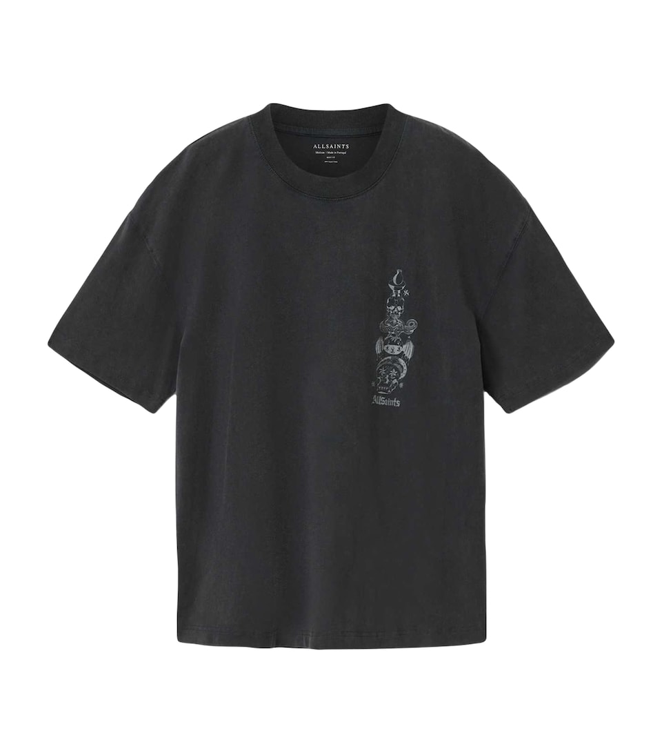 AllSaints Mens Organic Cotton Ignis T-Shirt Washed Black