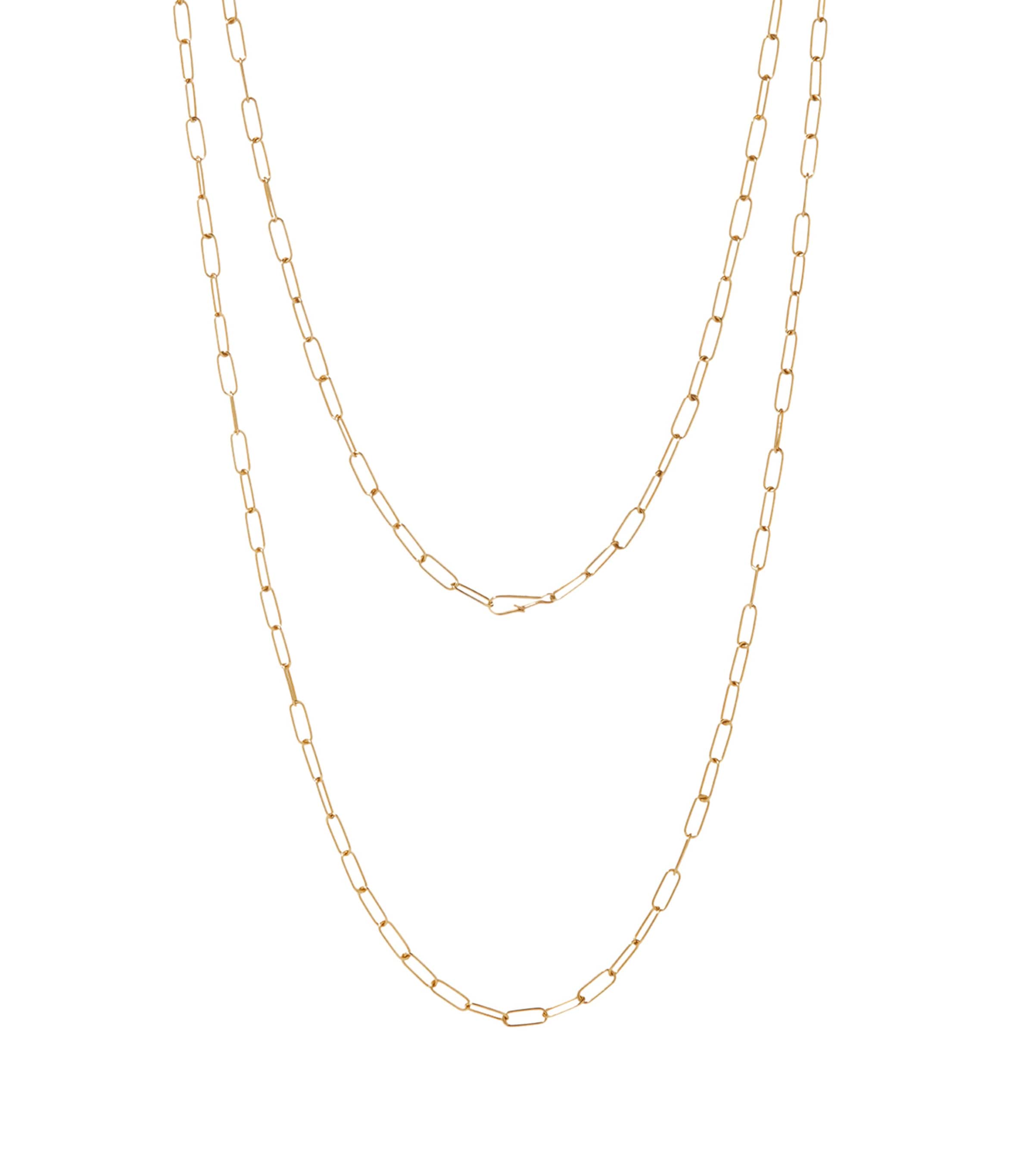 Yellow Gold Long Mini Cable Chain Necklace