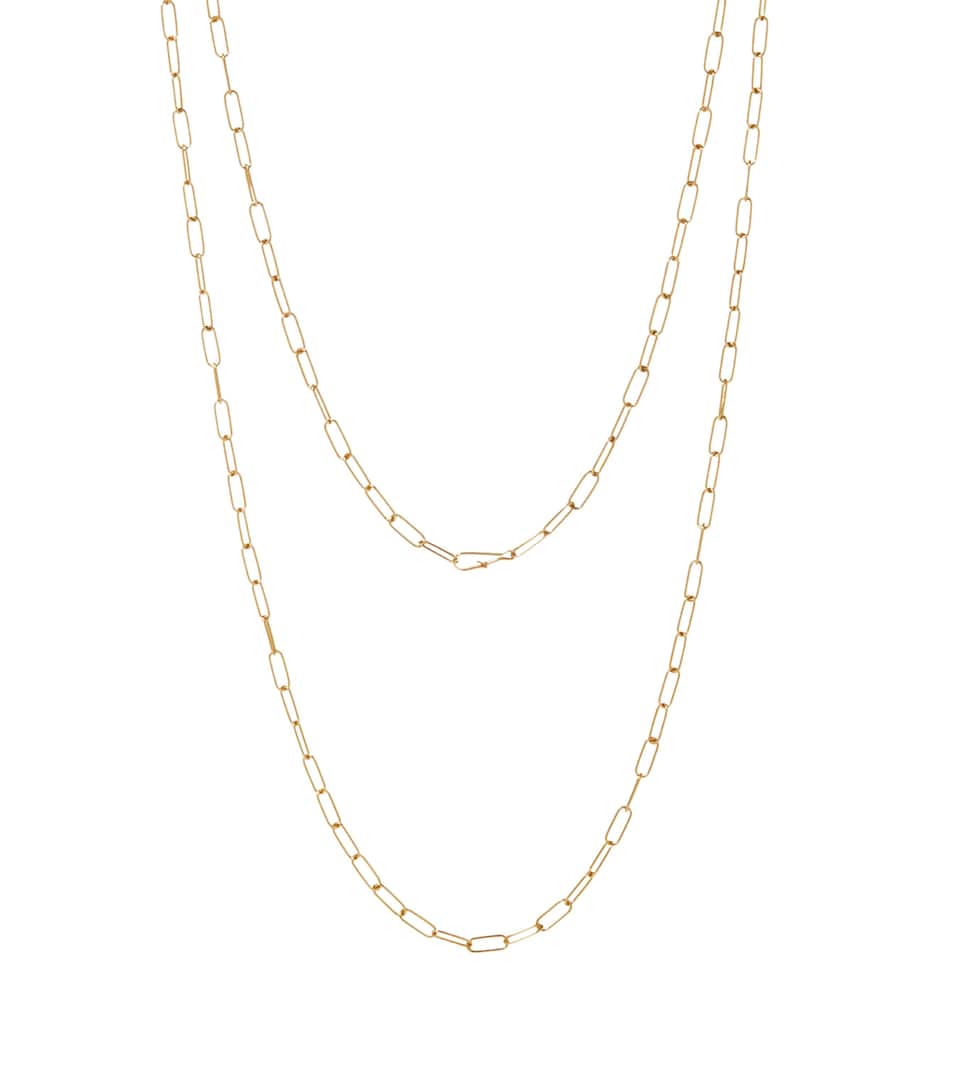 Yellow Gold Long Mini Cable Chain Necklace