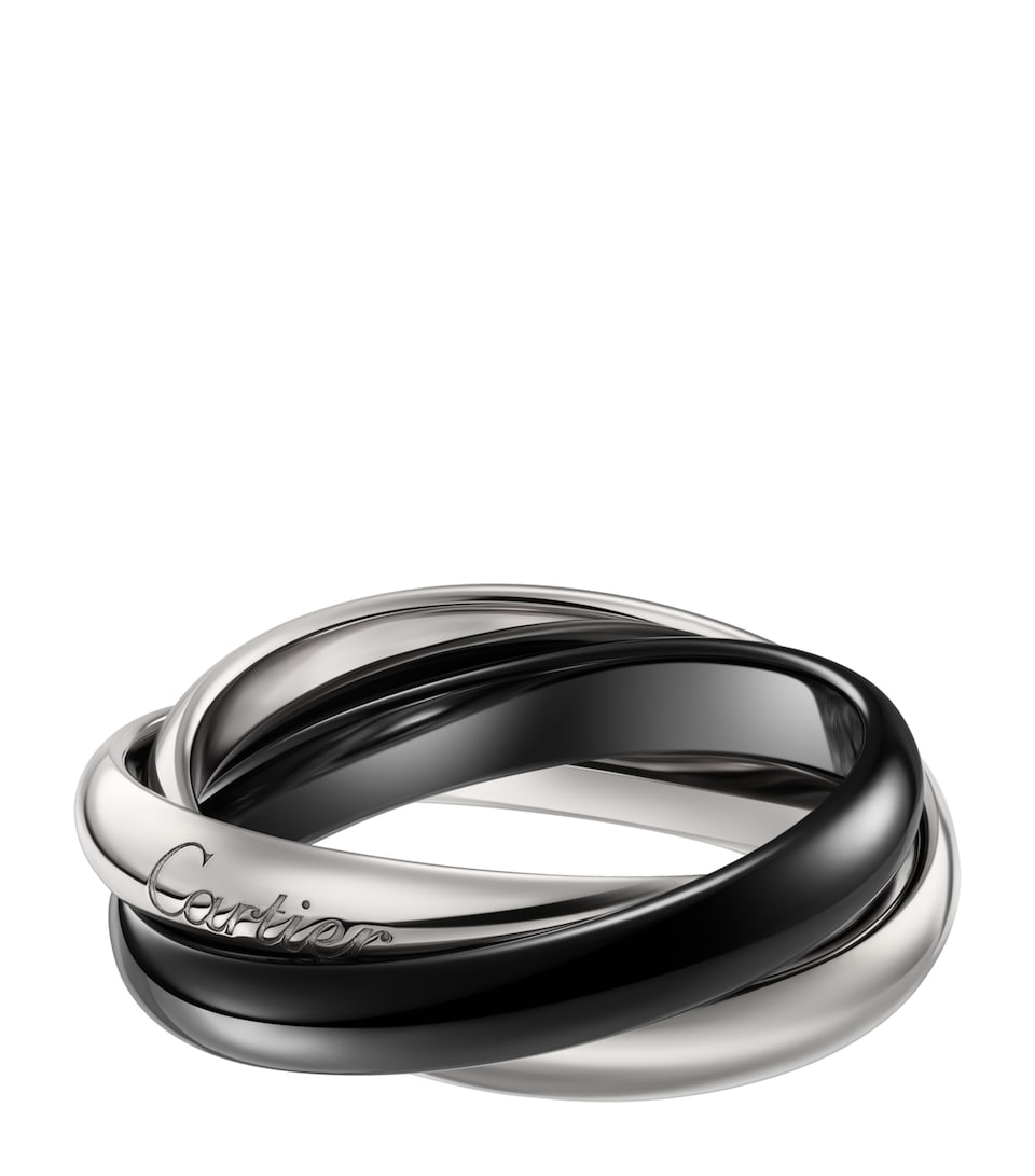 Medium White Gold and Ceramic Trinity Ring