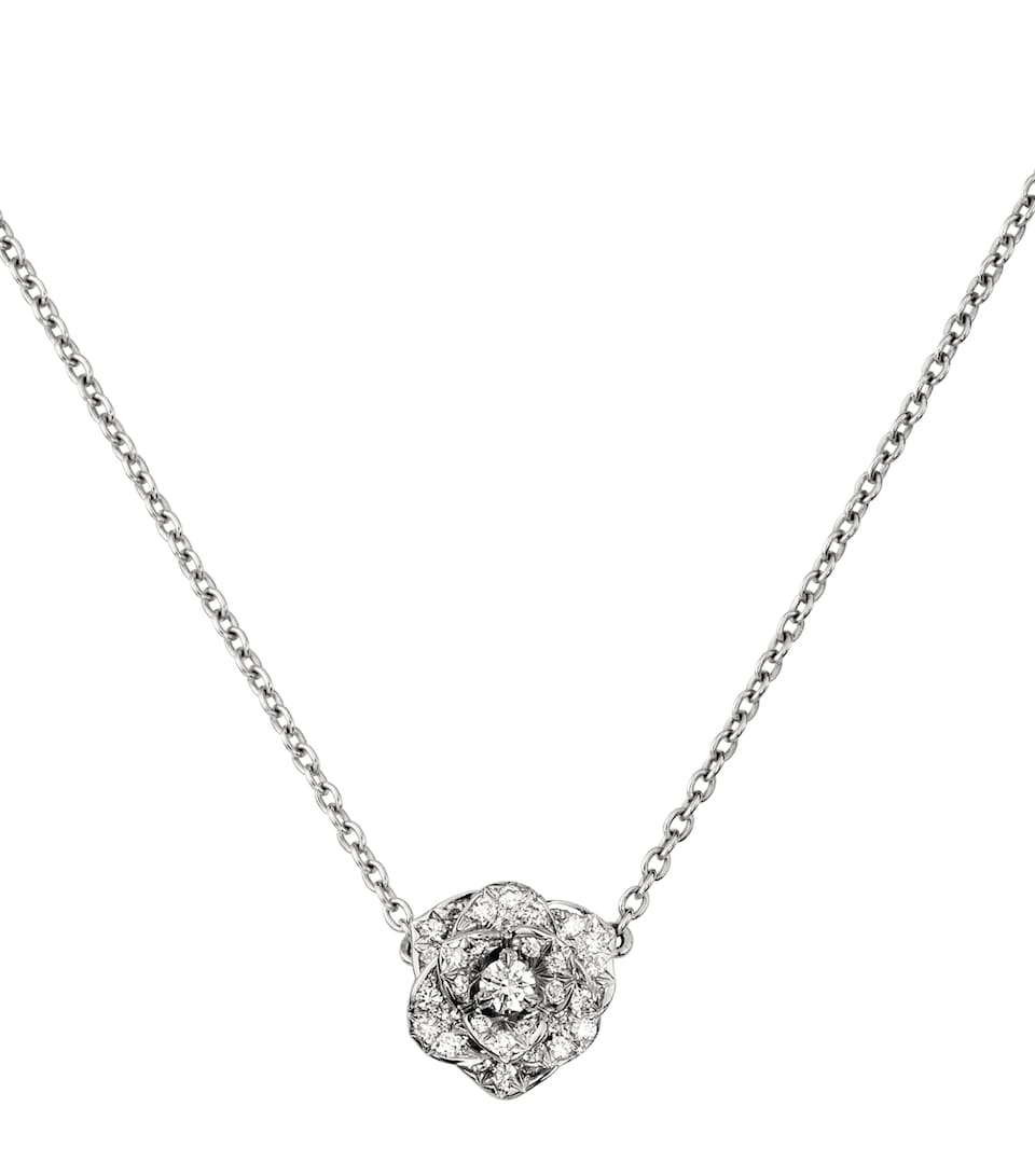 Piaget White Gold and Diamond Rose Pendant Necklace Gold