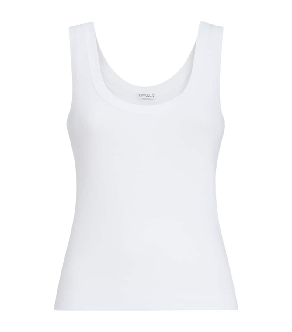Stretch-Cotton Ribbed Tank Top
