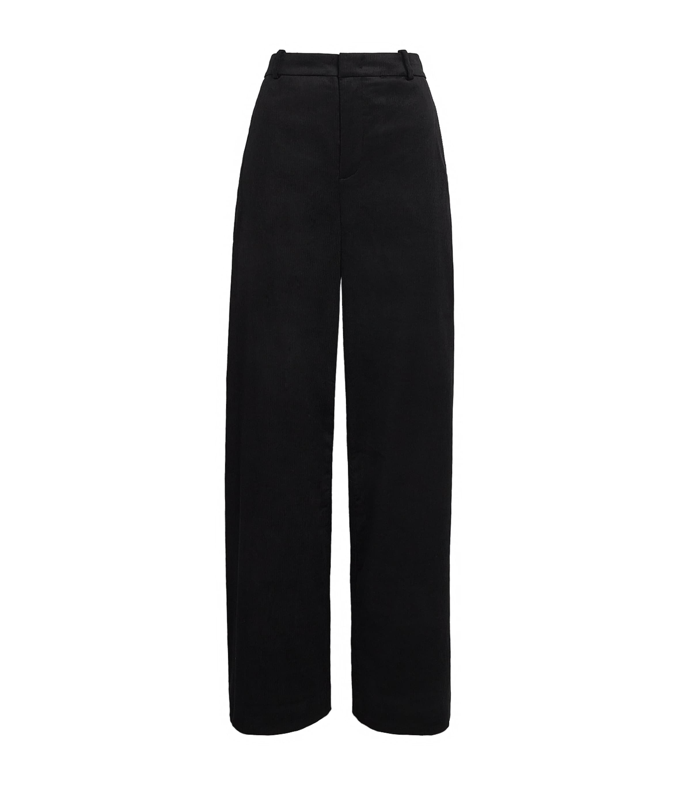 Velvet High-Waist Wide-Leg Trousers