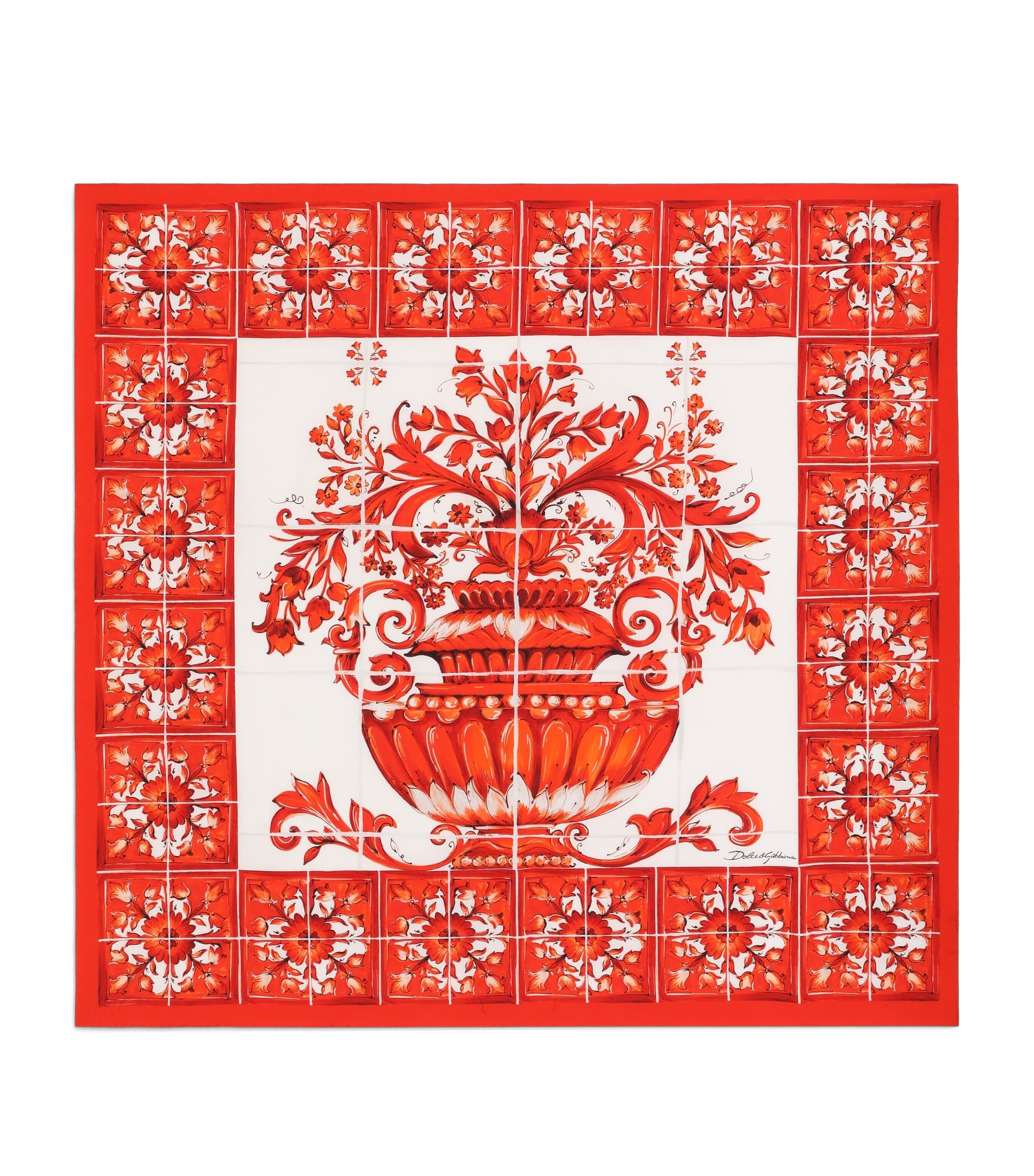 Dolce&Gabbana Silk Printed Foulard Maiolica Ora