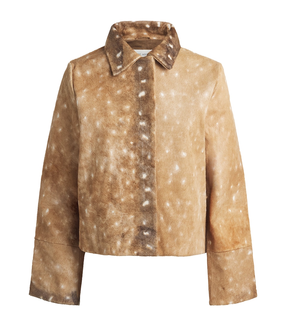 St. Agni Womens Fawn Leather Jacket Almond