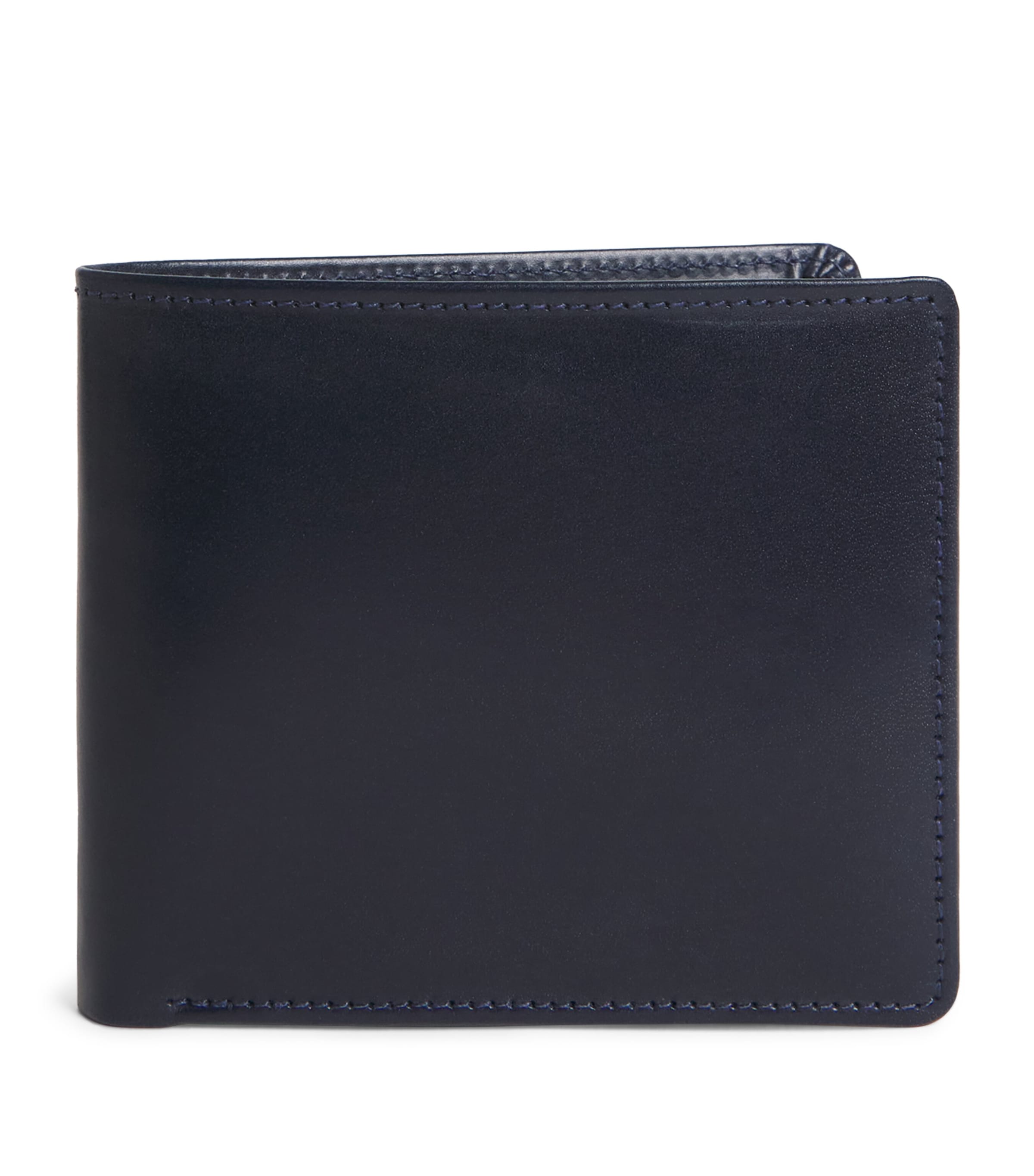 Swaine Leather Compact Bifold Wallet Navy