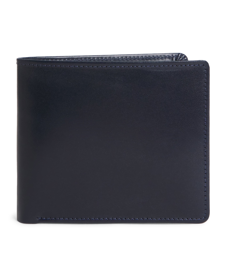 Swaine Leather Compact Bifold Wallet Navy