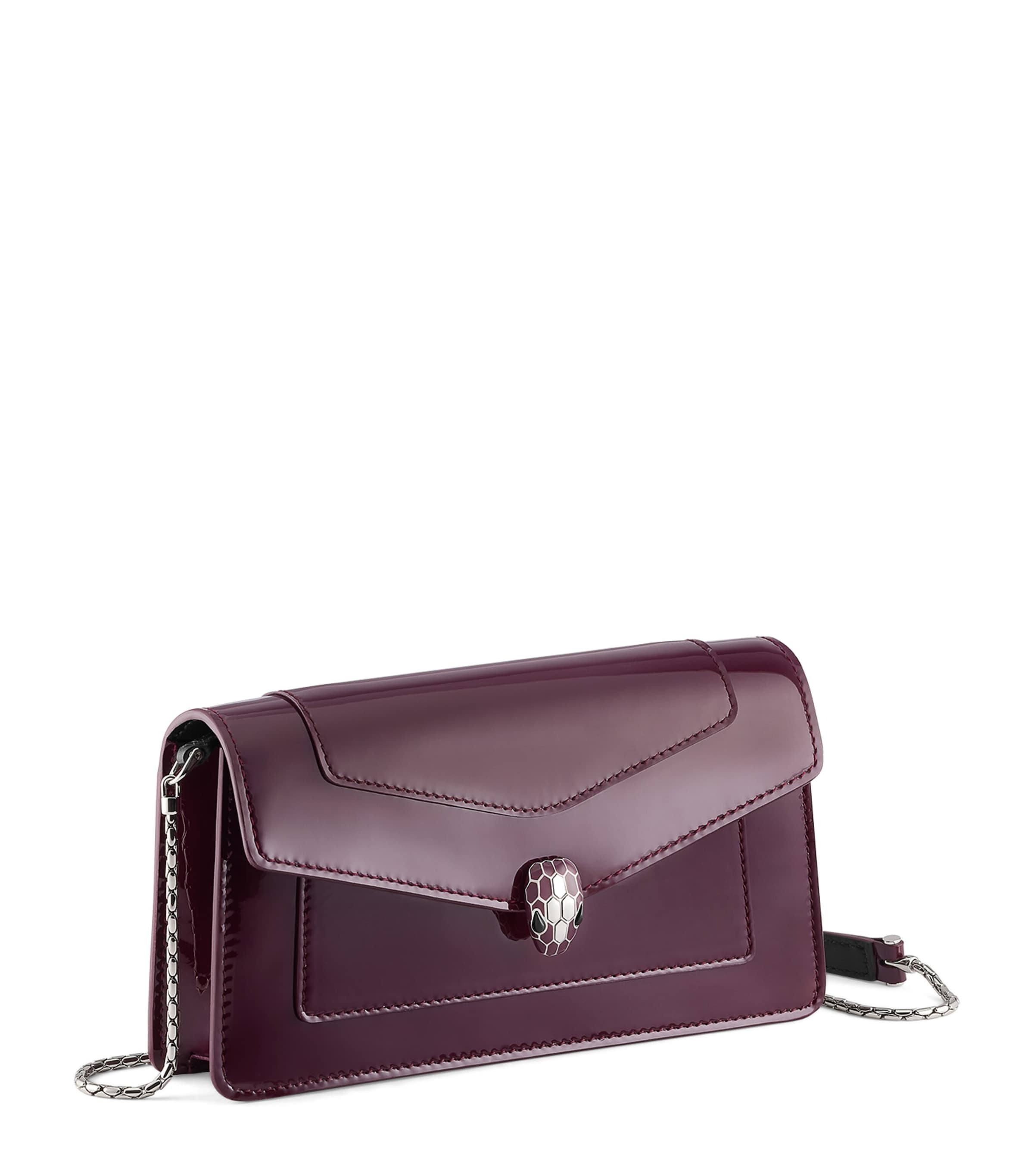 Bvlgari Leather Serpenti Forever Chain Wallet Purple