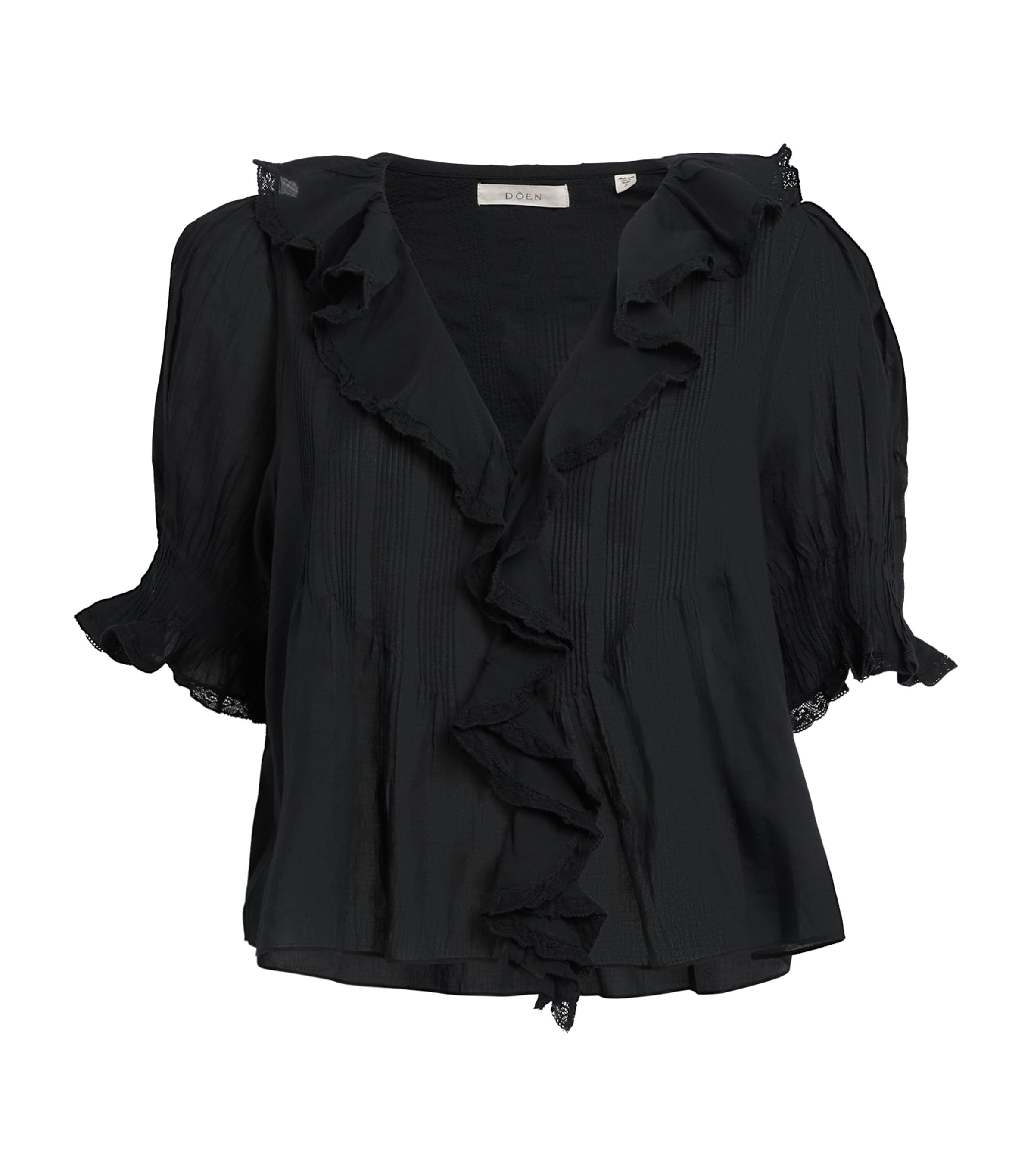 DÔEN Womens Organic Cotton Henri Blouse Black