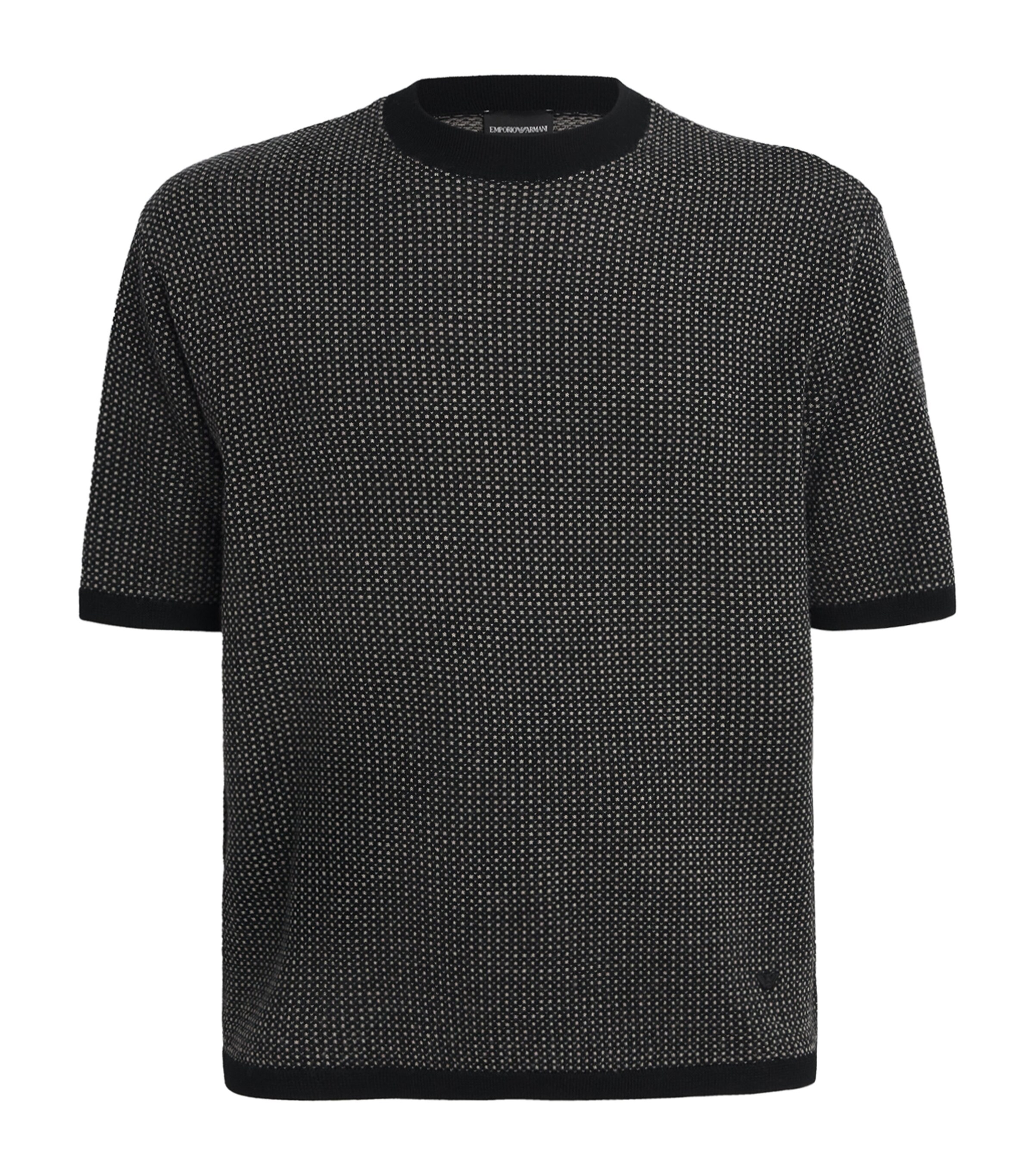 Virgin Wool Jacquard Short-Sleeve Sweater