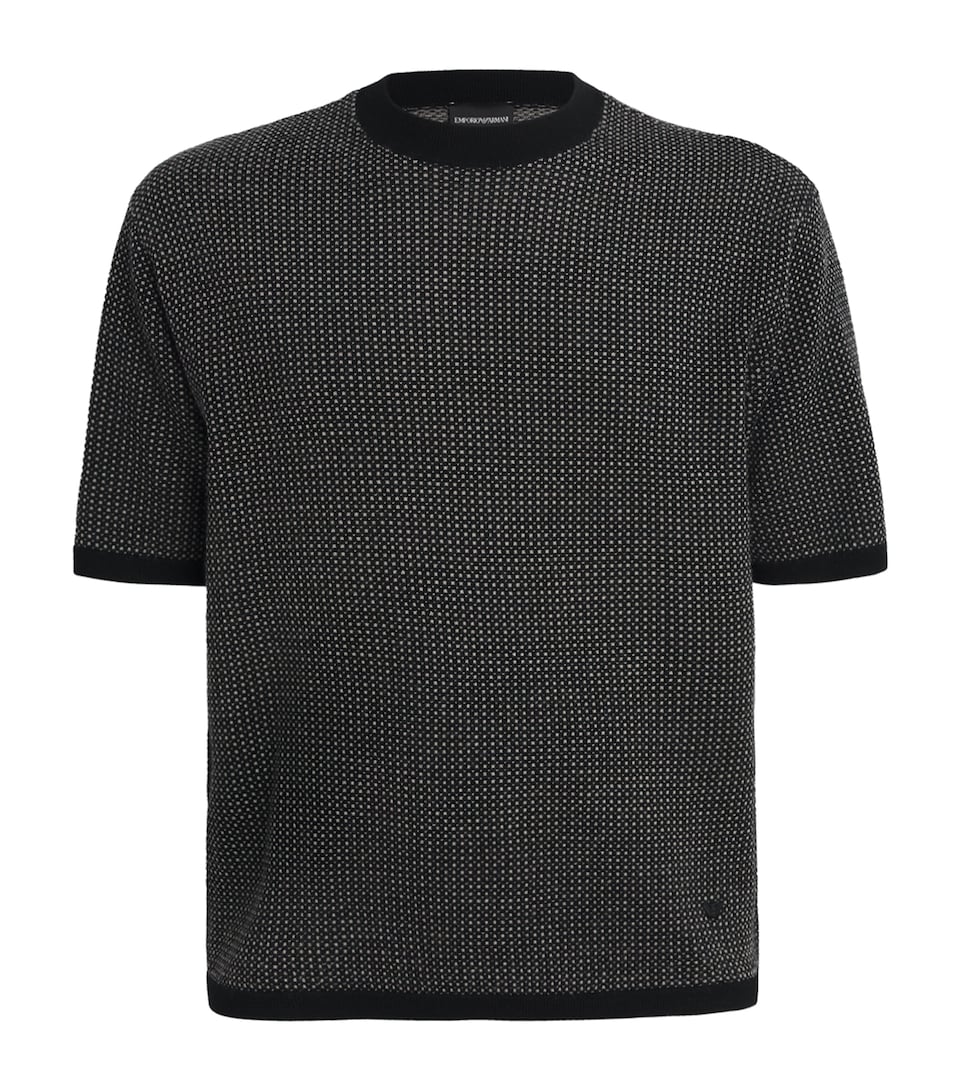 Virgin Wool Jacquard Short-Sleeve Sweater