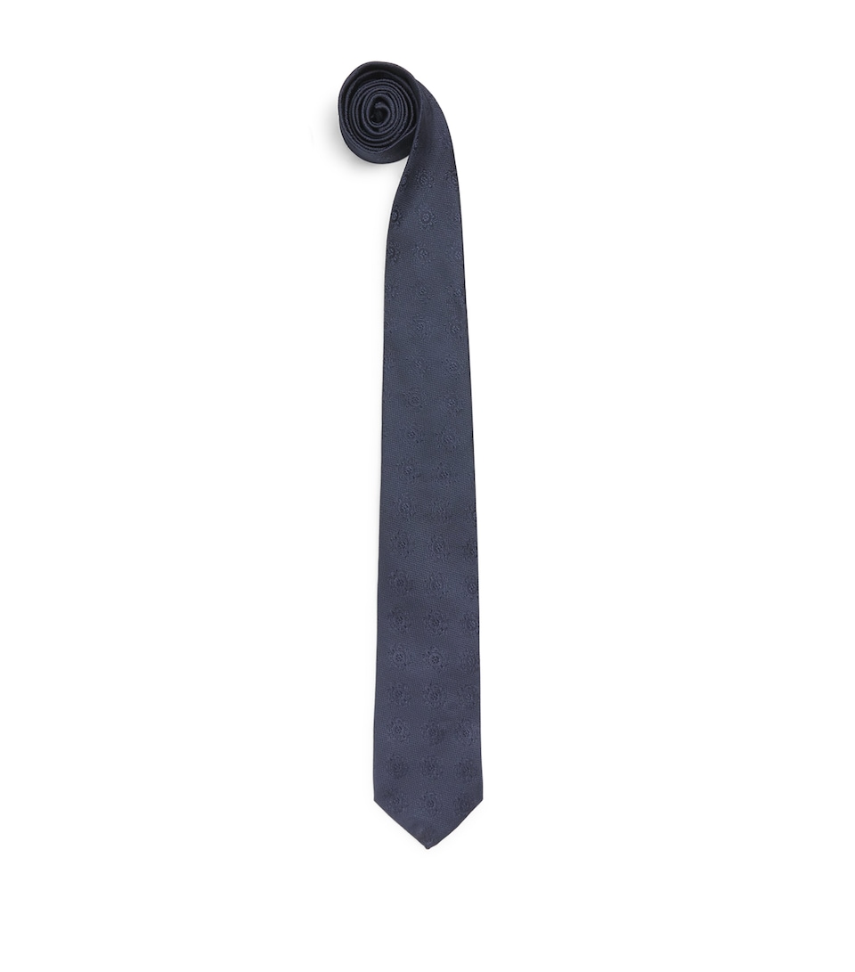 Harrods Silk Floral Jacquard Tie Blue