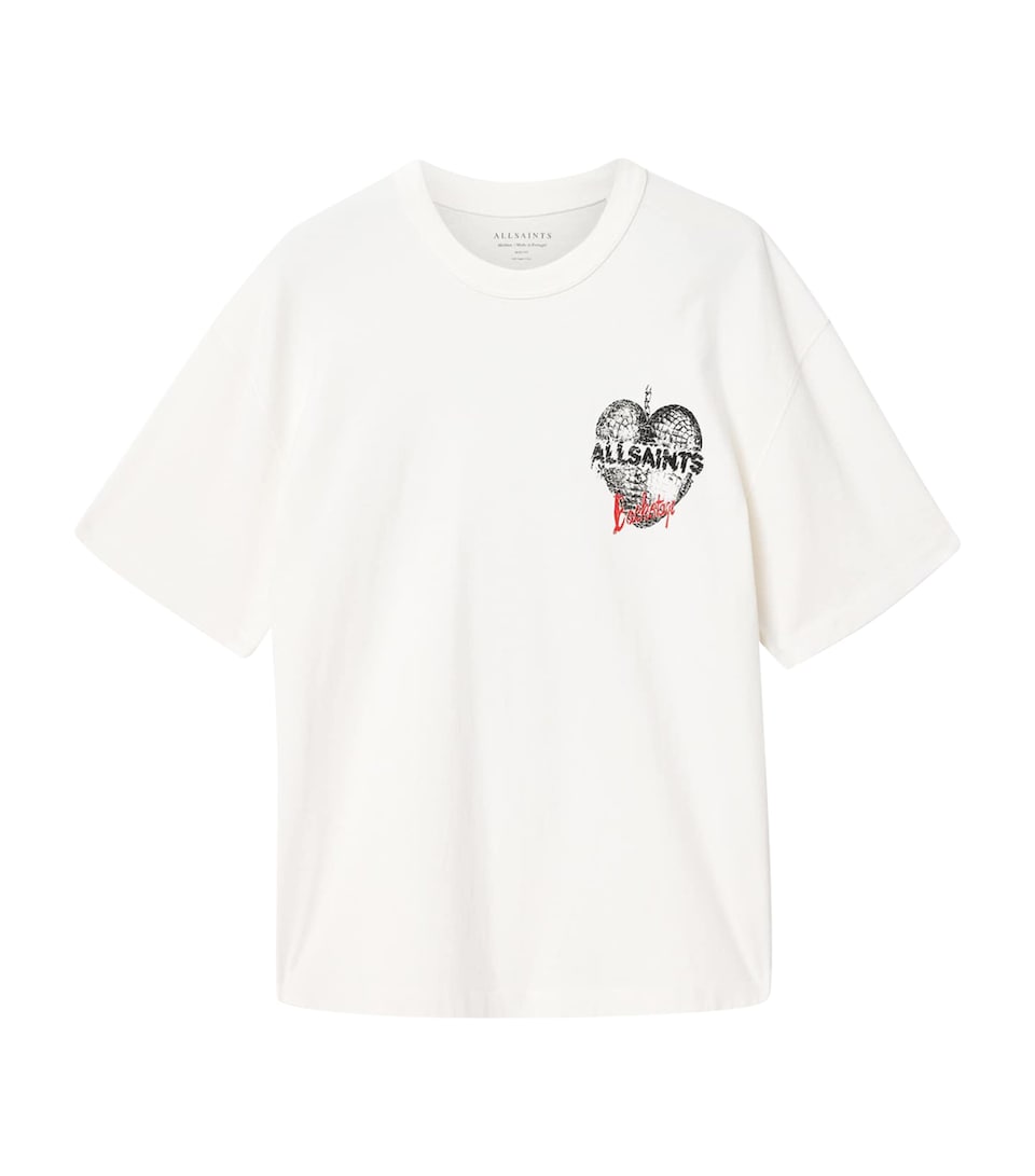 AllSaints Mens Organic Cotton Reflect T-Shirt Chalk White