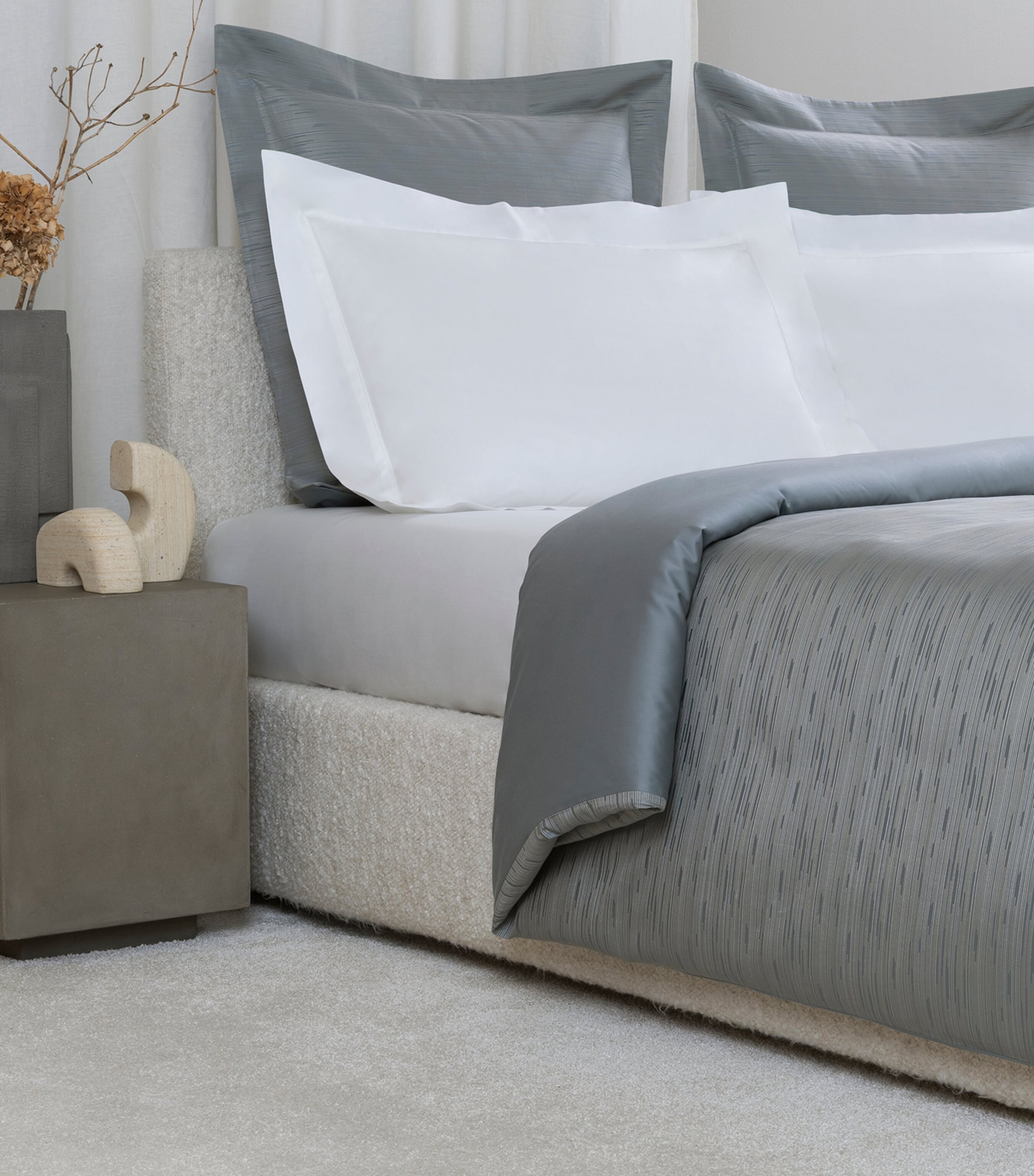 Frette Cotton-Silk Stardust Jacquard King Duvet Cover (260cm x 240cm) Dusty Grey/go