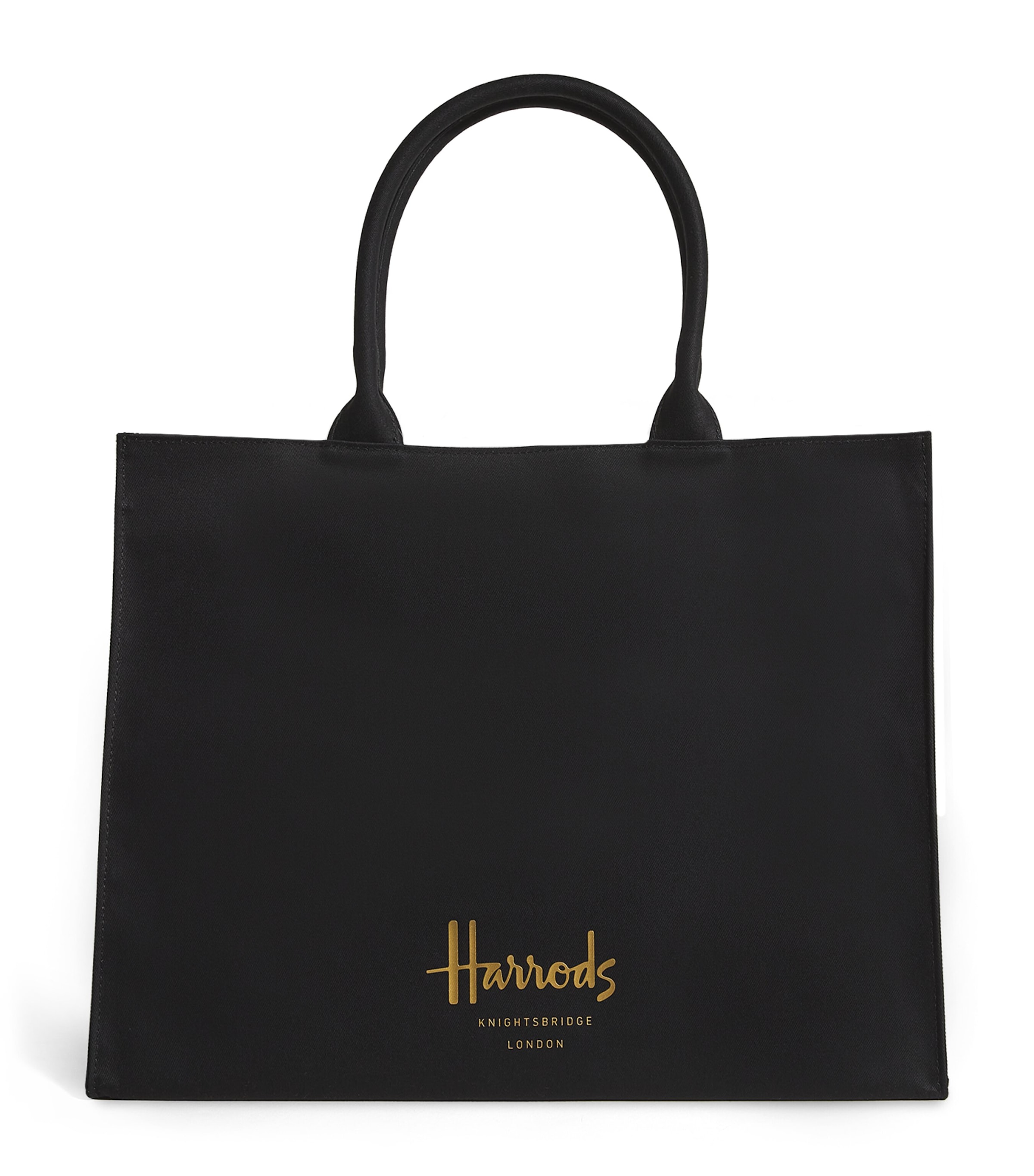 Harrods Large Cotton Logo Tote Bag Black