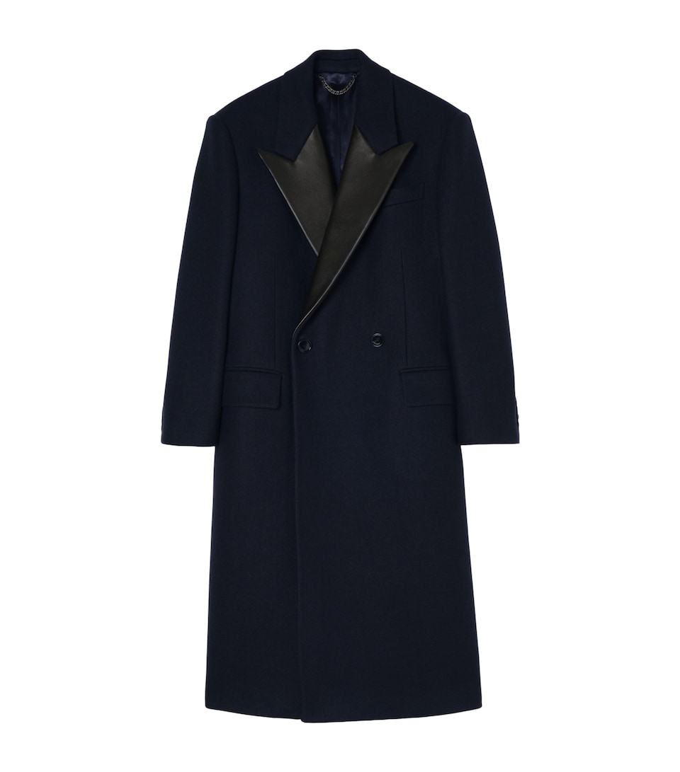 Burberry Mens Wool Crathorne Tuxedo Coat Navy