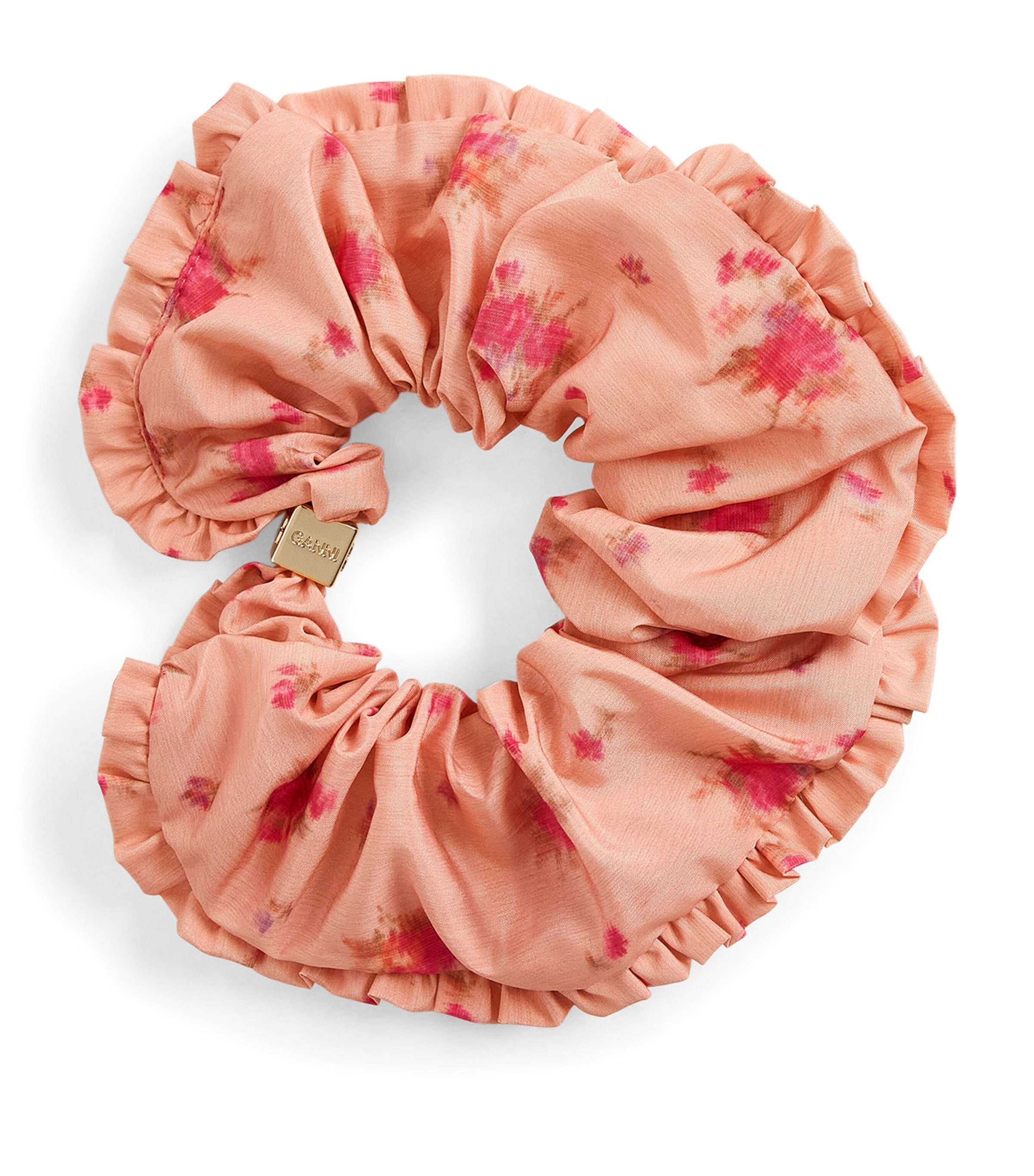 GANNI Taffeta Floral Print Scrunchie Lantana
